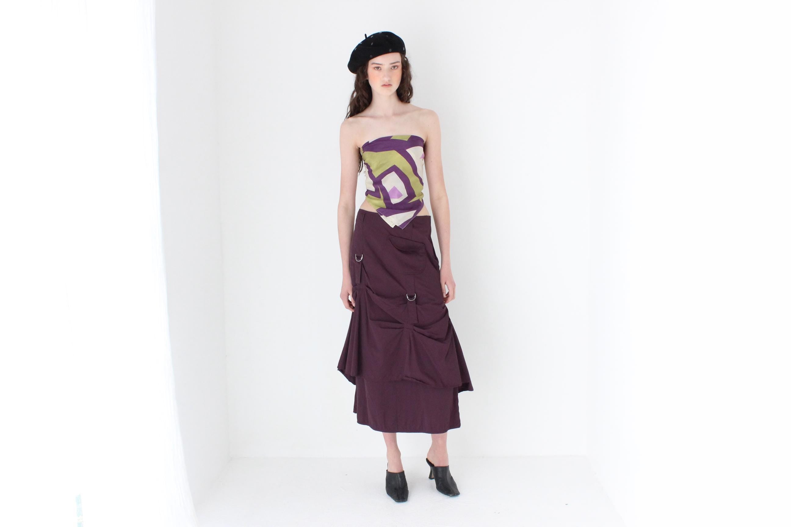 FRENCH COLLECTION Y2K Purple Techno Cargo Skirt