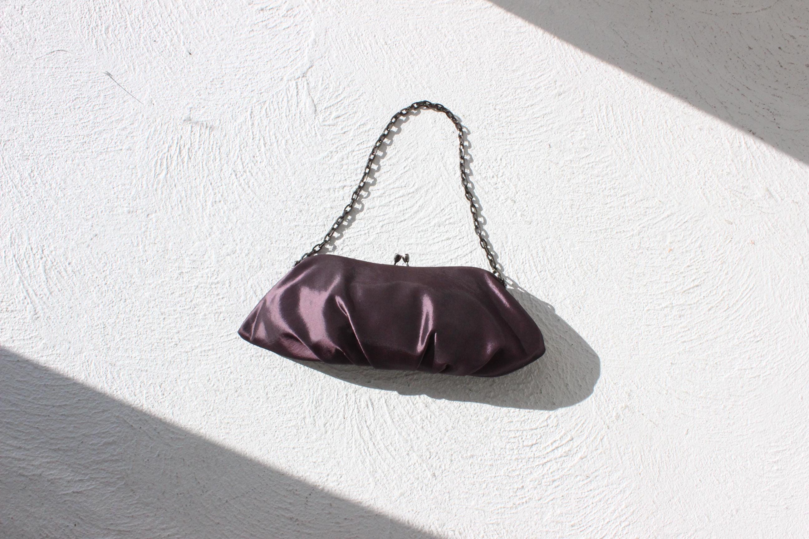 FRENCH COLLECTION Y2K Purple Metallic Taffeta Croissant Bag