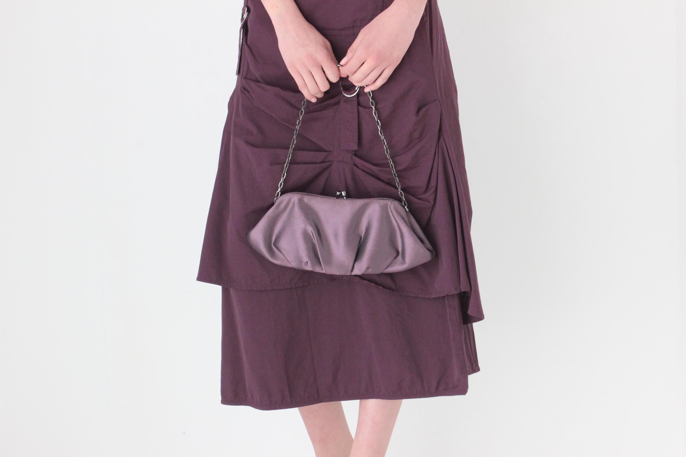 FRENCH COLLECTION Y2K Purple Metallic Taffeta Croissant Bag
