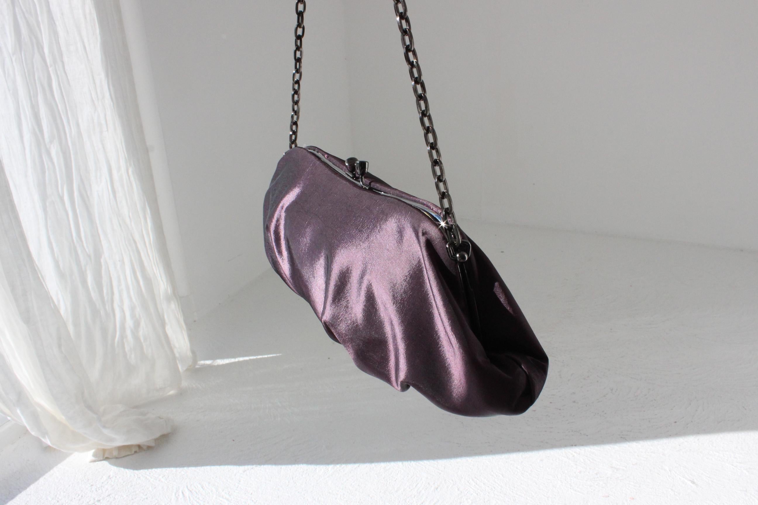 FRENCH COLLECTION Y2K Purple Metallic Taffeta Croissant Bag