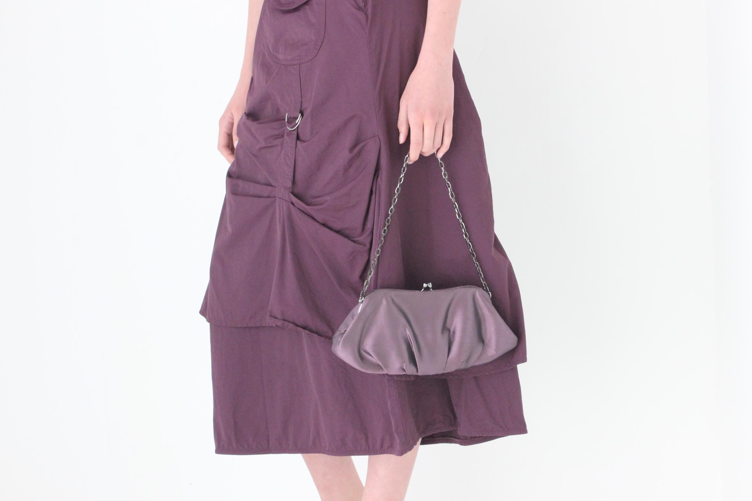 FRENCH COLLECTION Y2K Purple Metallic Taffeta Croissant Bag