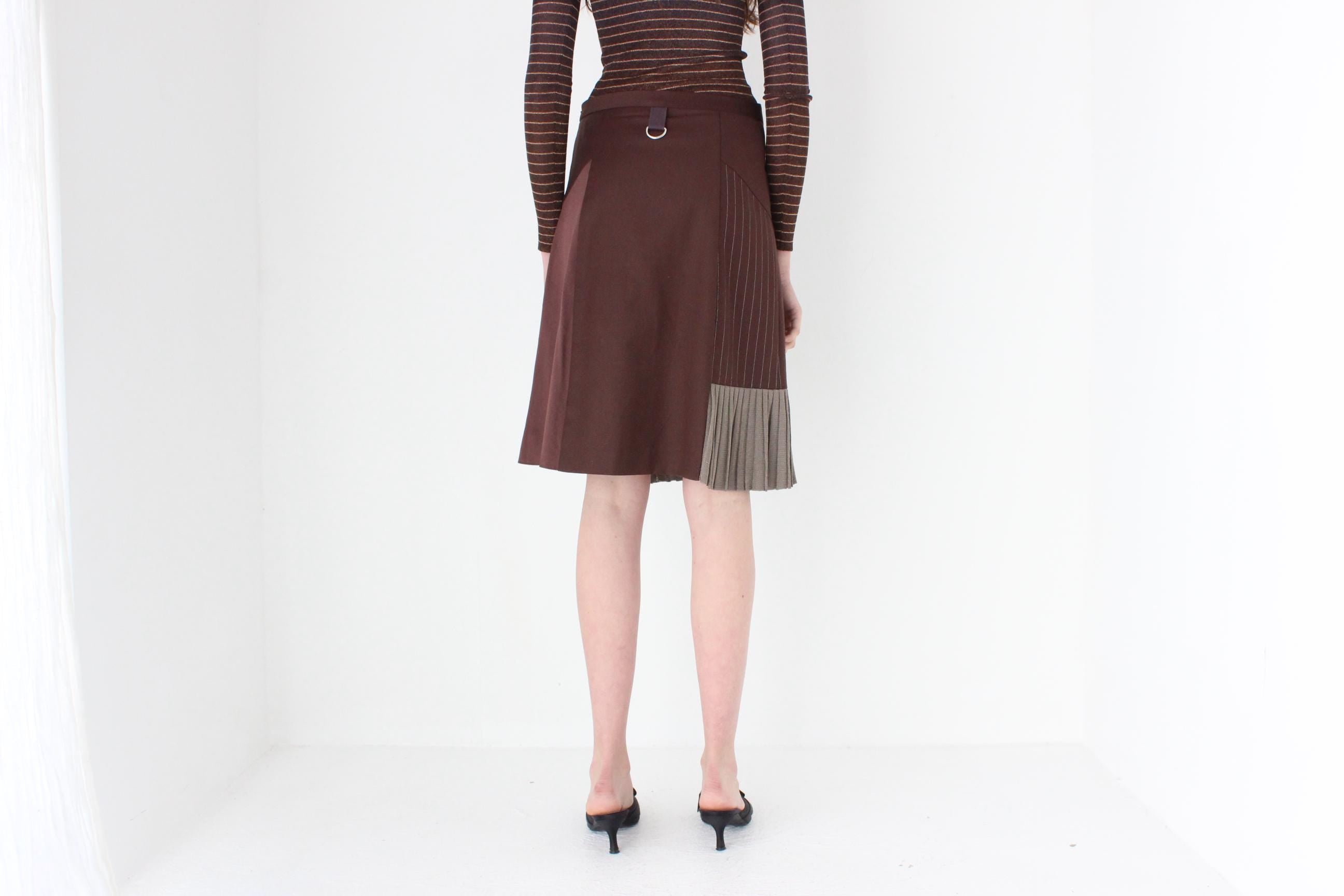 FRENCH COLLECTION 90s Christian Lacroix Chocolate 'Mixed Media' Kilt Skirt