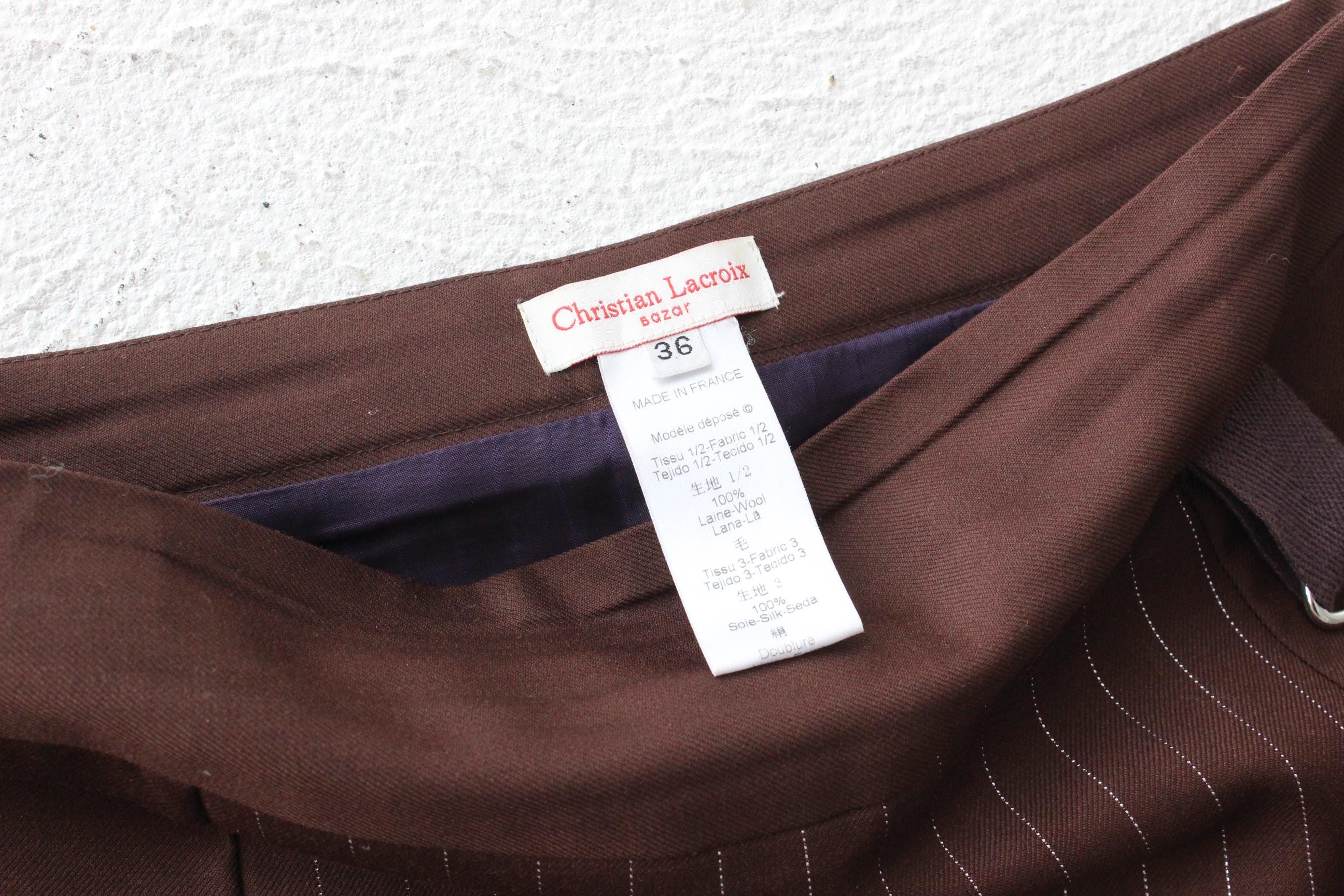 FRENCH COLLECTION 90s Christian Lacroix Chocolate 'Mixed Media' Kilt Skirt