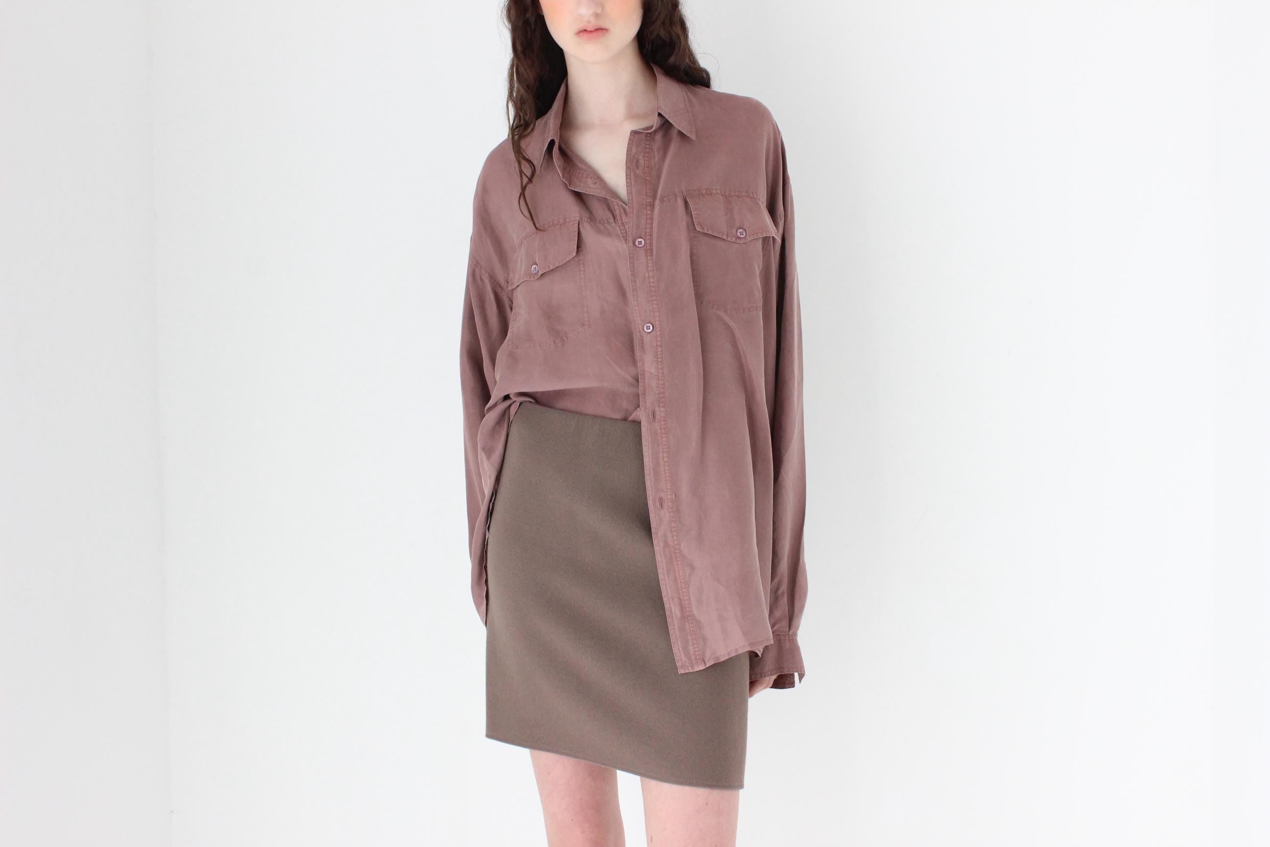 FRENCH COLLECTION 80s Oversized Mauve Silk Shirt