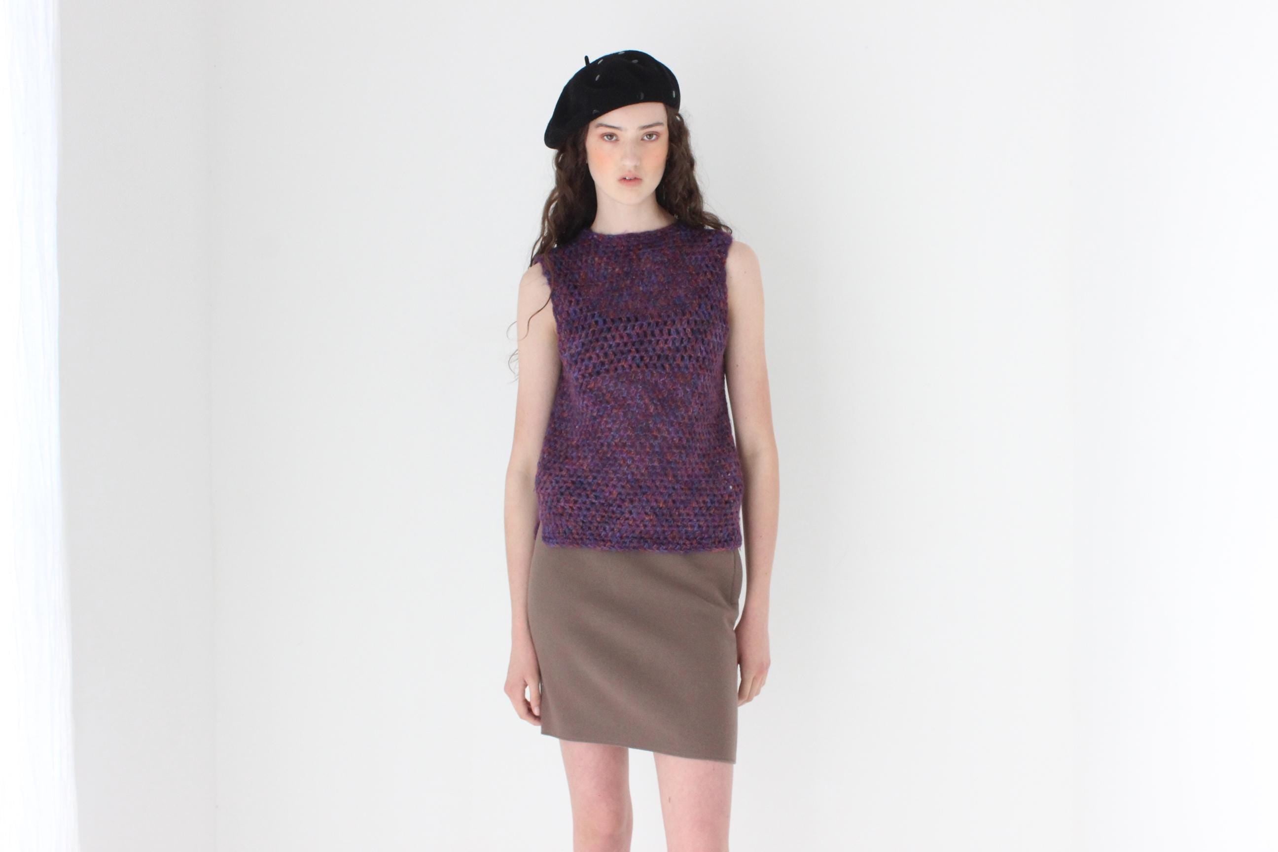 FRENCH COLLECTION 80s Hand Knit Crochet Vest Top