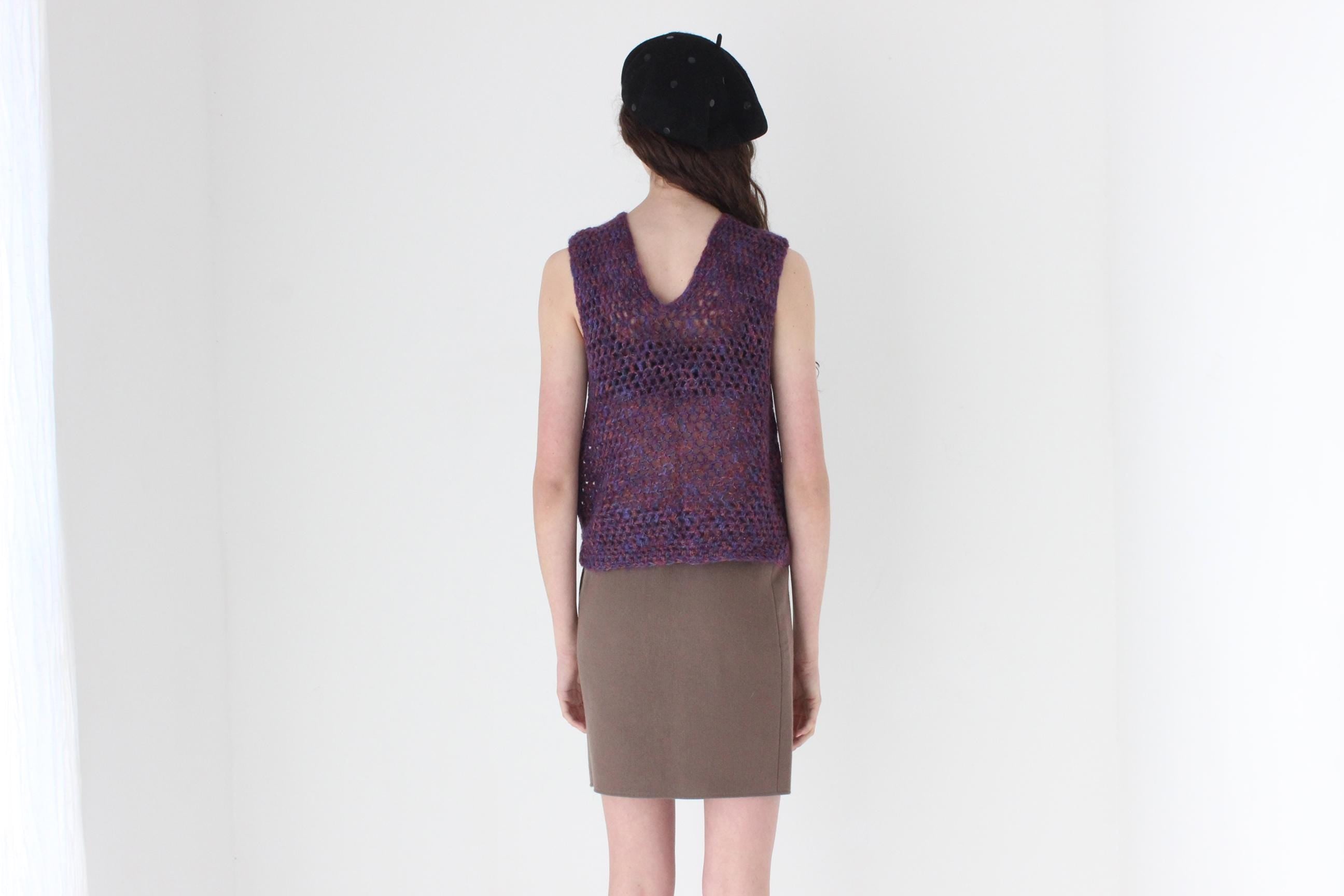 FRENCH COLLECTION 80s Hand Knit Crochet Vest Top