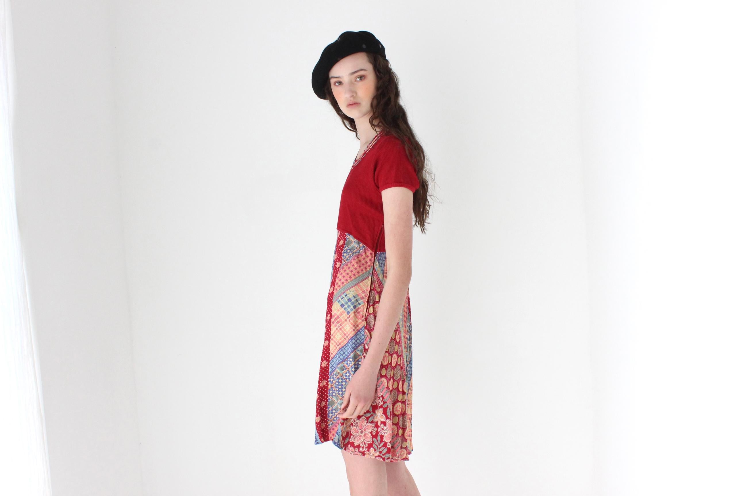 FRENCH COLLECTION 90s Gauze 'Patchwork' Babydoll Dress by Rene Derhy