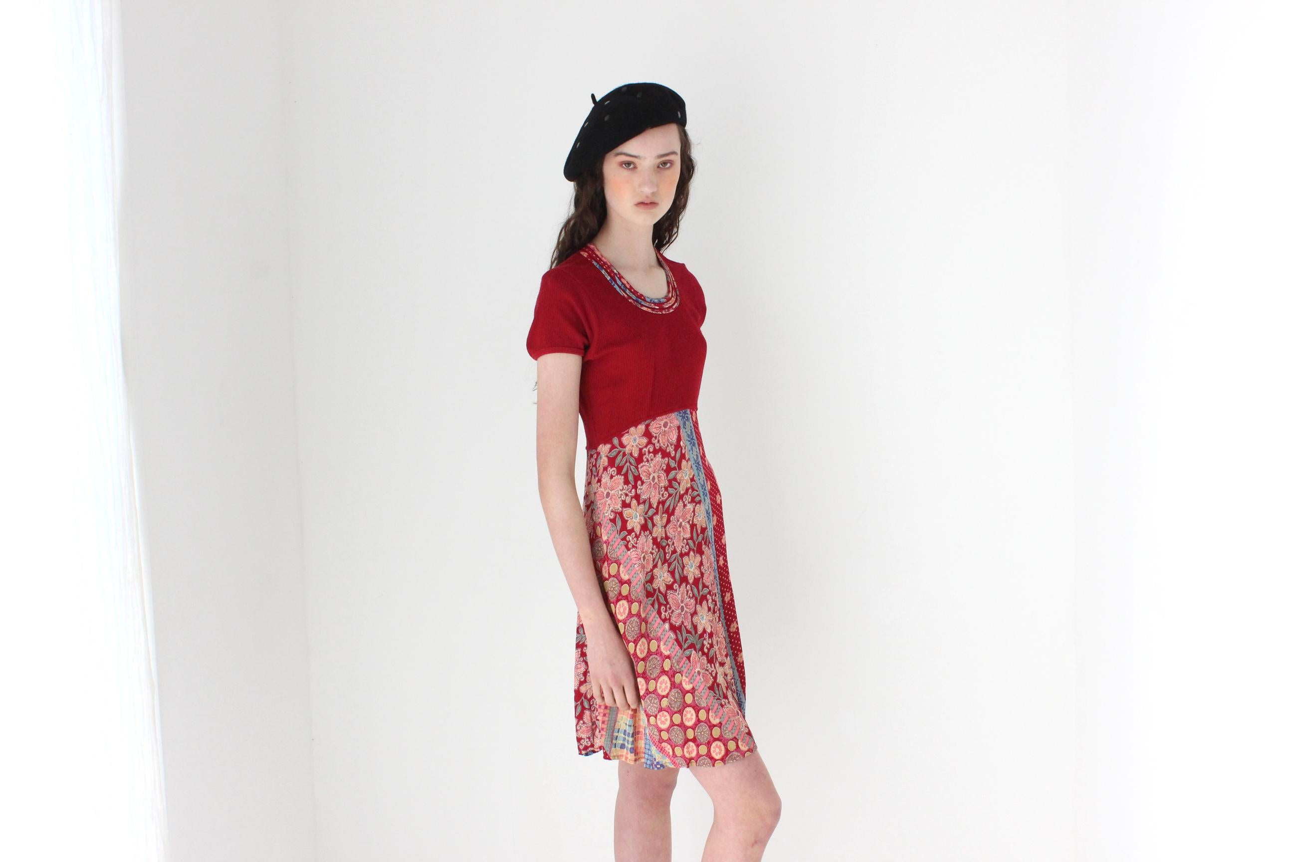 FRENCH COLLECTION 90s Gauze 'Patchwork' Babydoll Dress by Rene Derhy