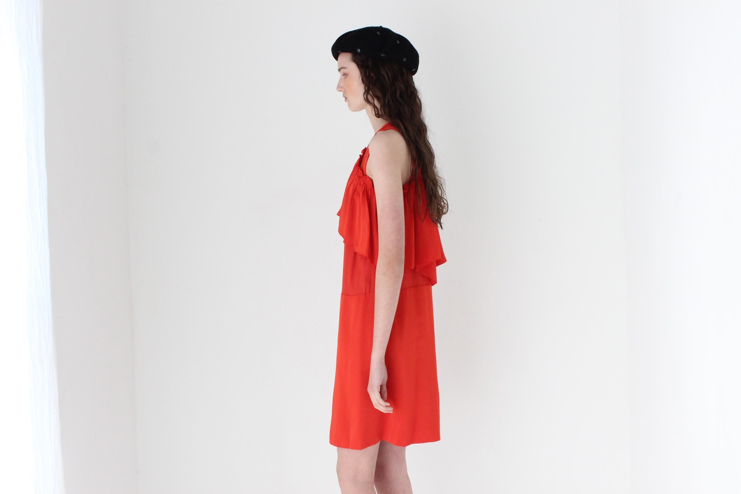 FRENCH COLLECTION 2000s Sonia Rykiel Layered Coral Ruffle Dress