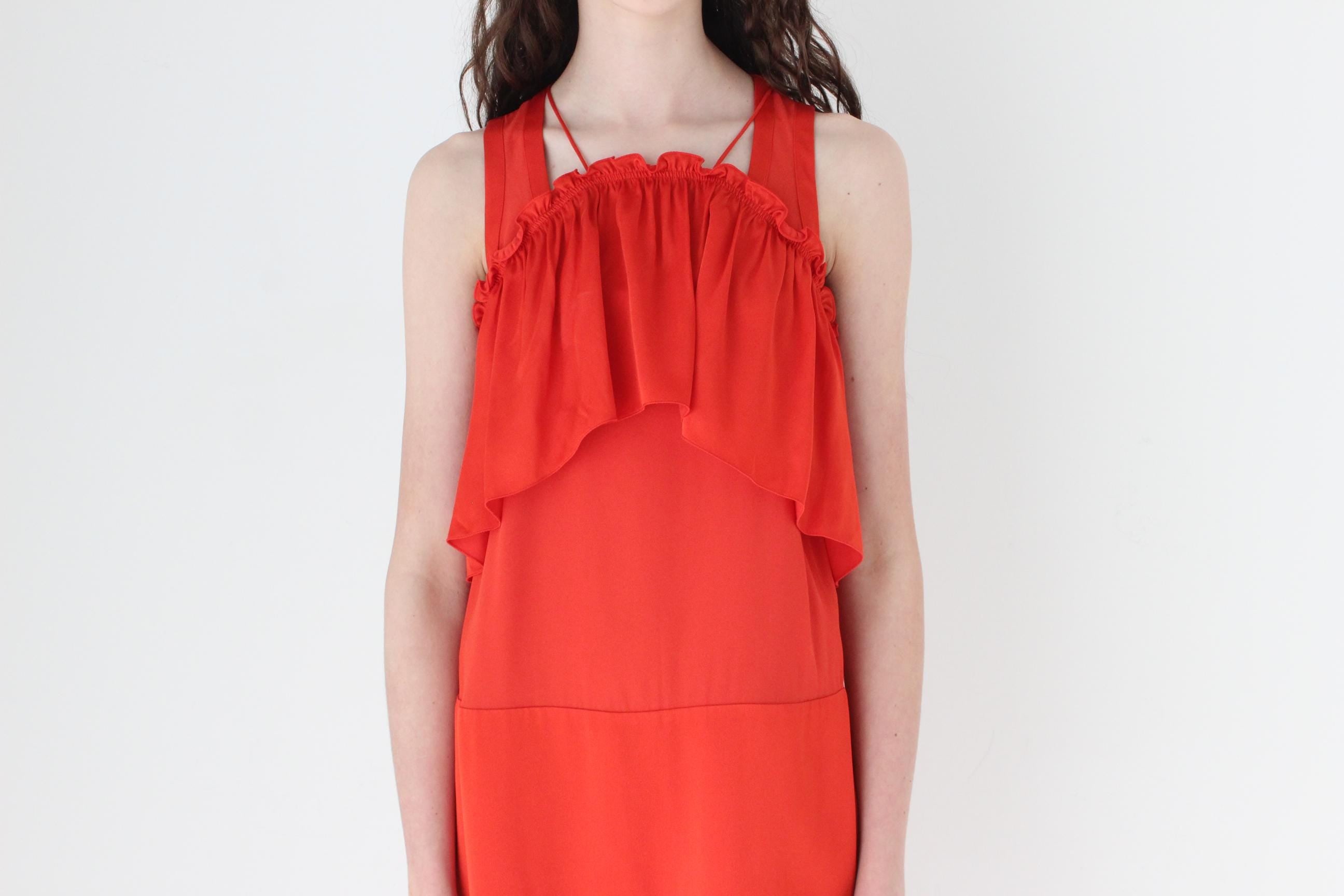 FRENCH COLLECTION 2000s Sonia Rykiel Layered Coral Ruffle Dress