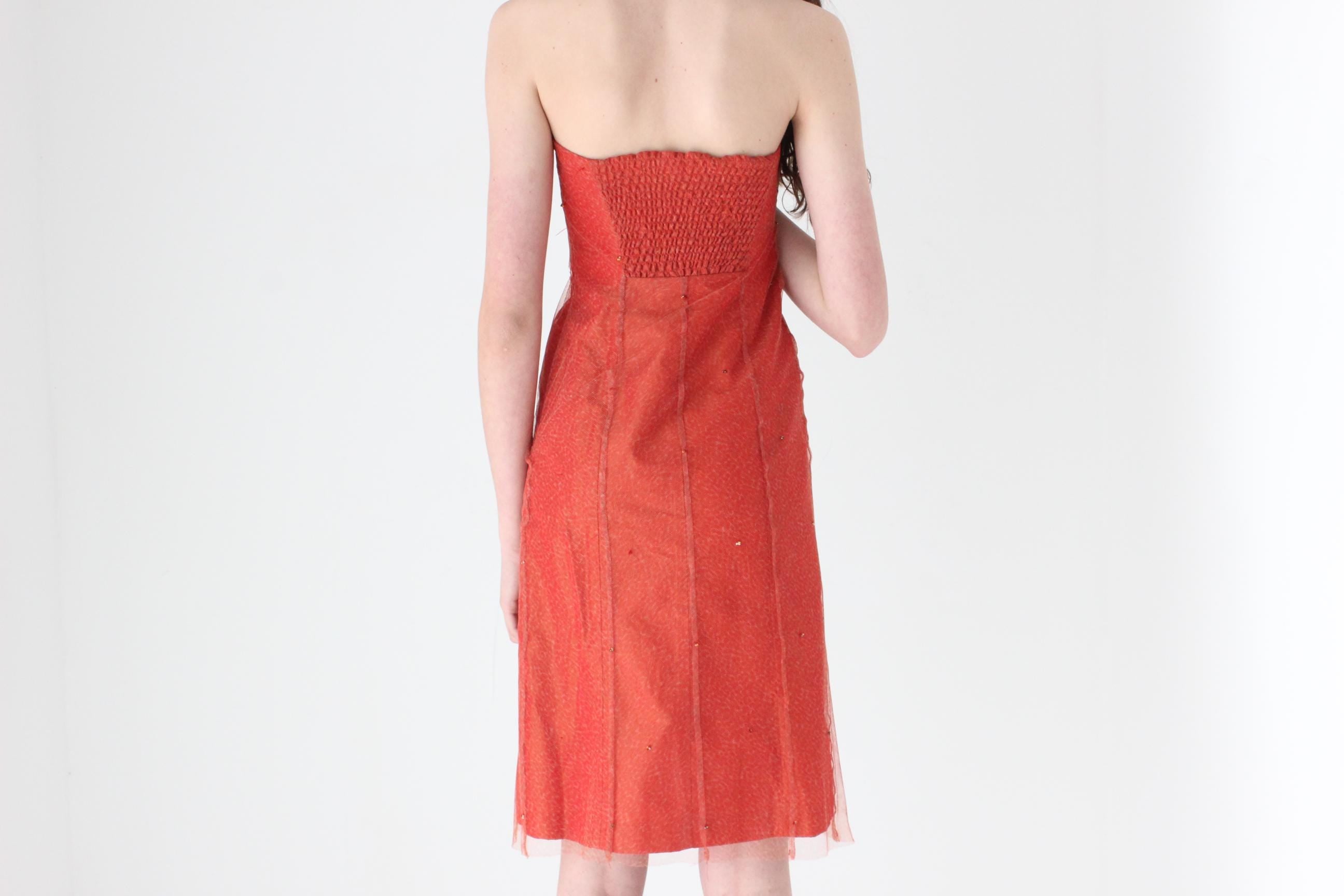 FRENCH COLLECTION 90s Tulle Mesh & Taffeta Strapless Carrie Cocktail Dress