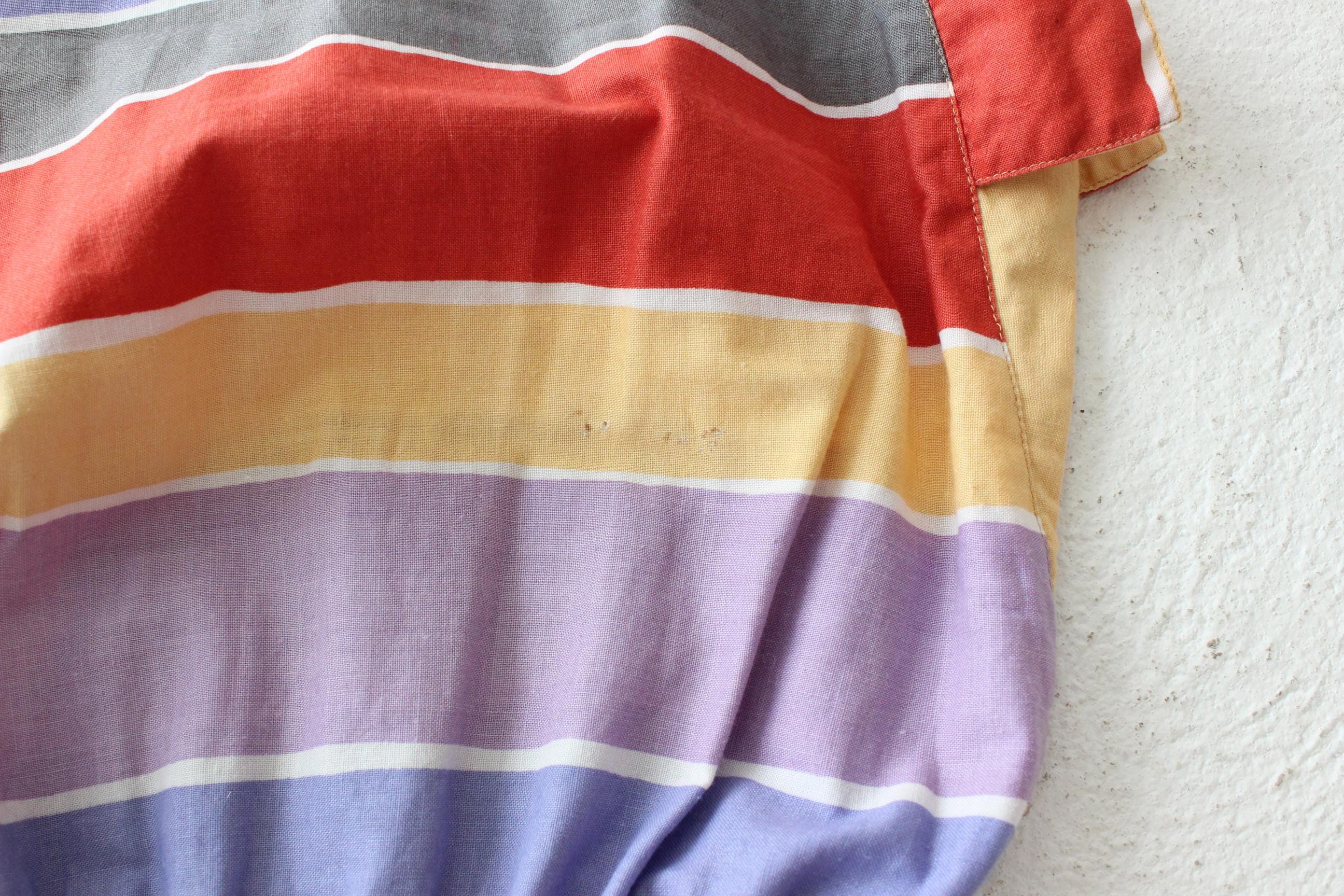 FRENCH COLLECTION 80s French Designer Rainbow Striped Sun Dress