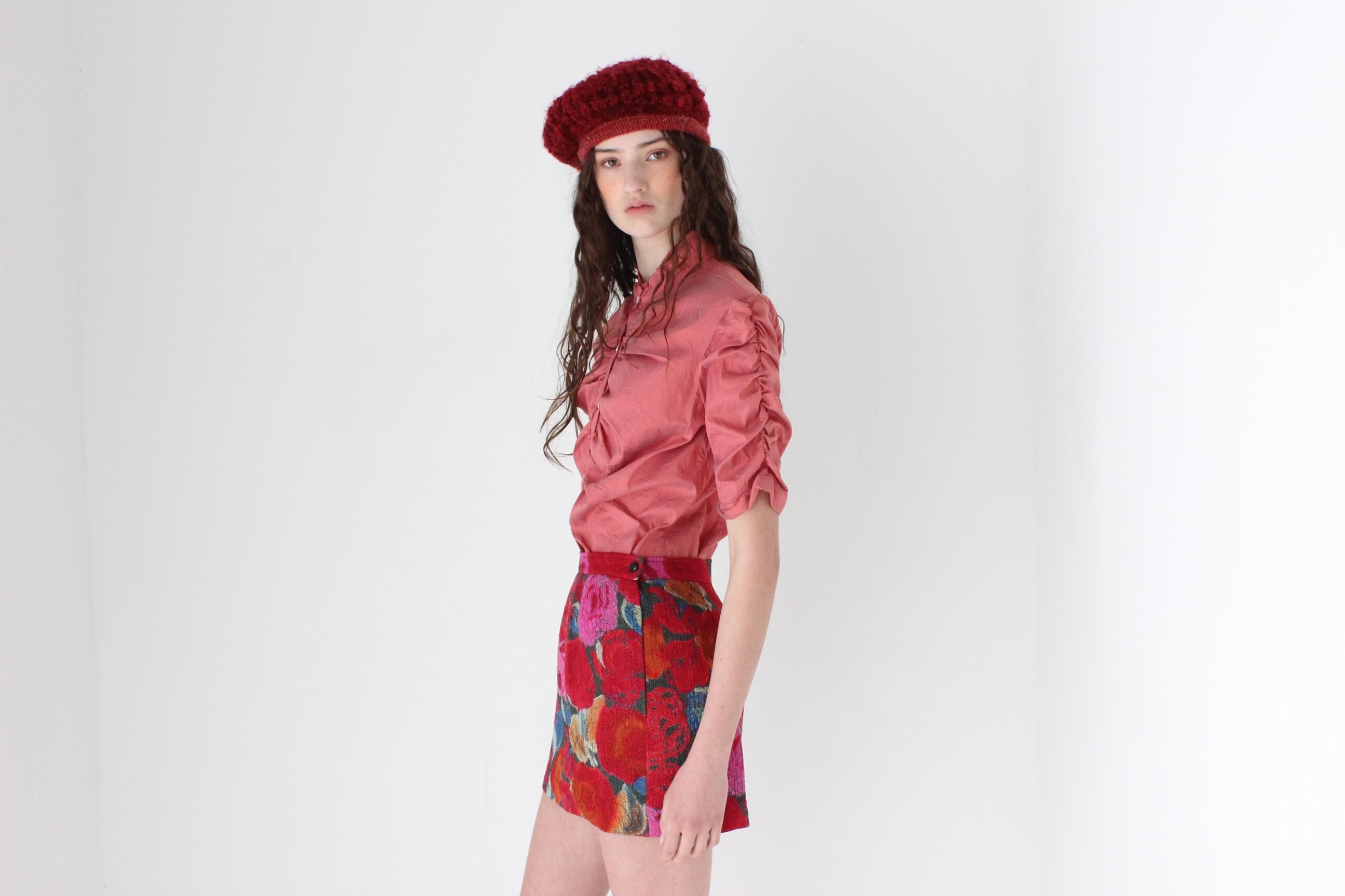 FRENCH COLLECTION 2000s Italian Silk Textural Ruched Blouse