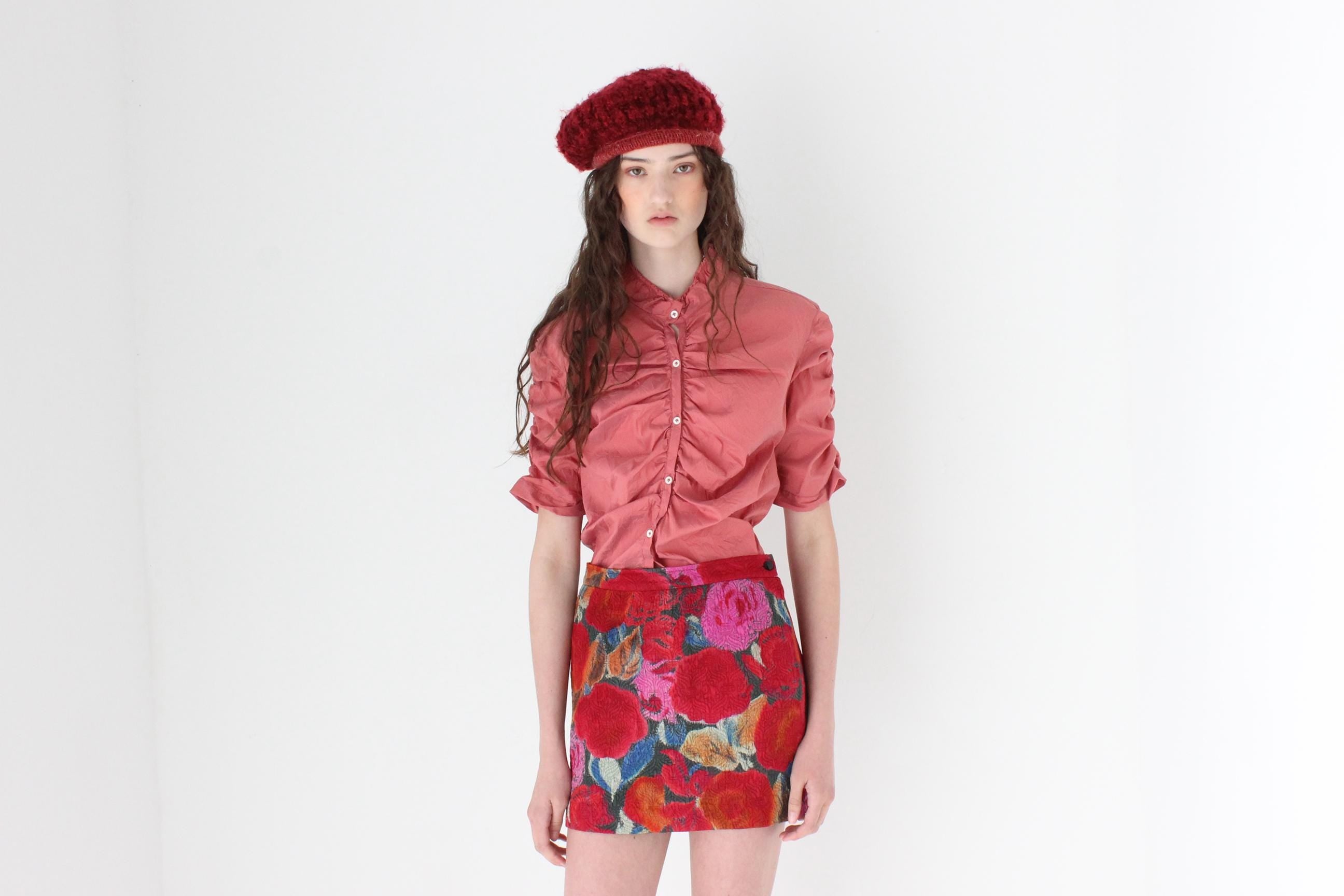 FRENCH COLLECTION 80s Emanuel Ungaro Parallele Quilted Silk Floral Mini Skirt