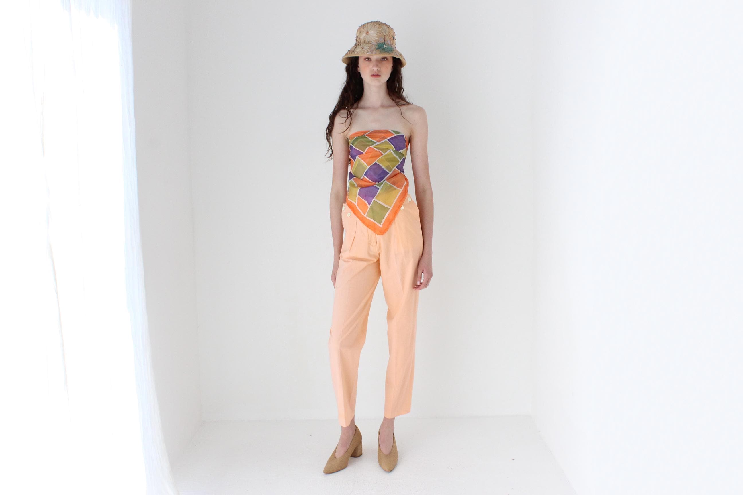 FRENCH COLLECTION 80s Pastel Sherbet Cotton High Waist Trousers