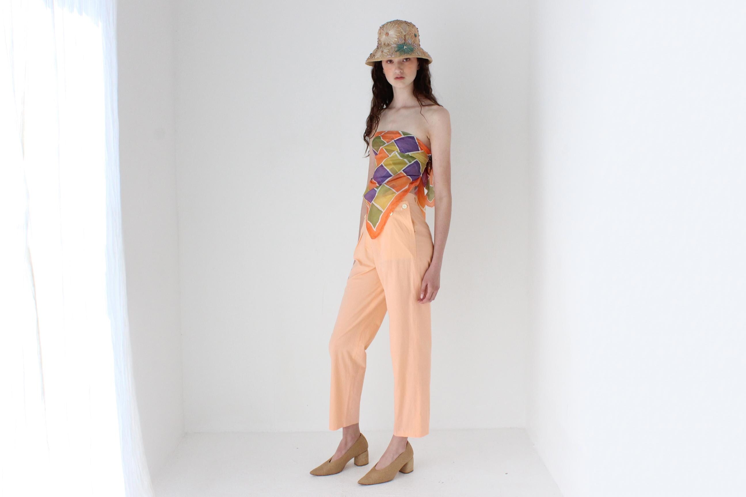 FRENCH COLLECTION 80s Pastel Sherbet Cotton High Waist Trousers