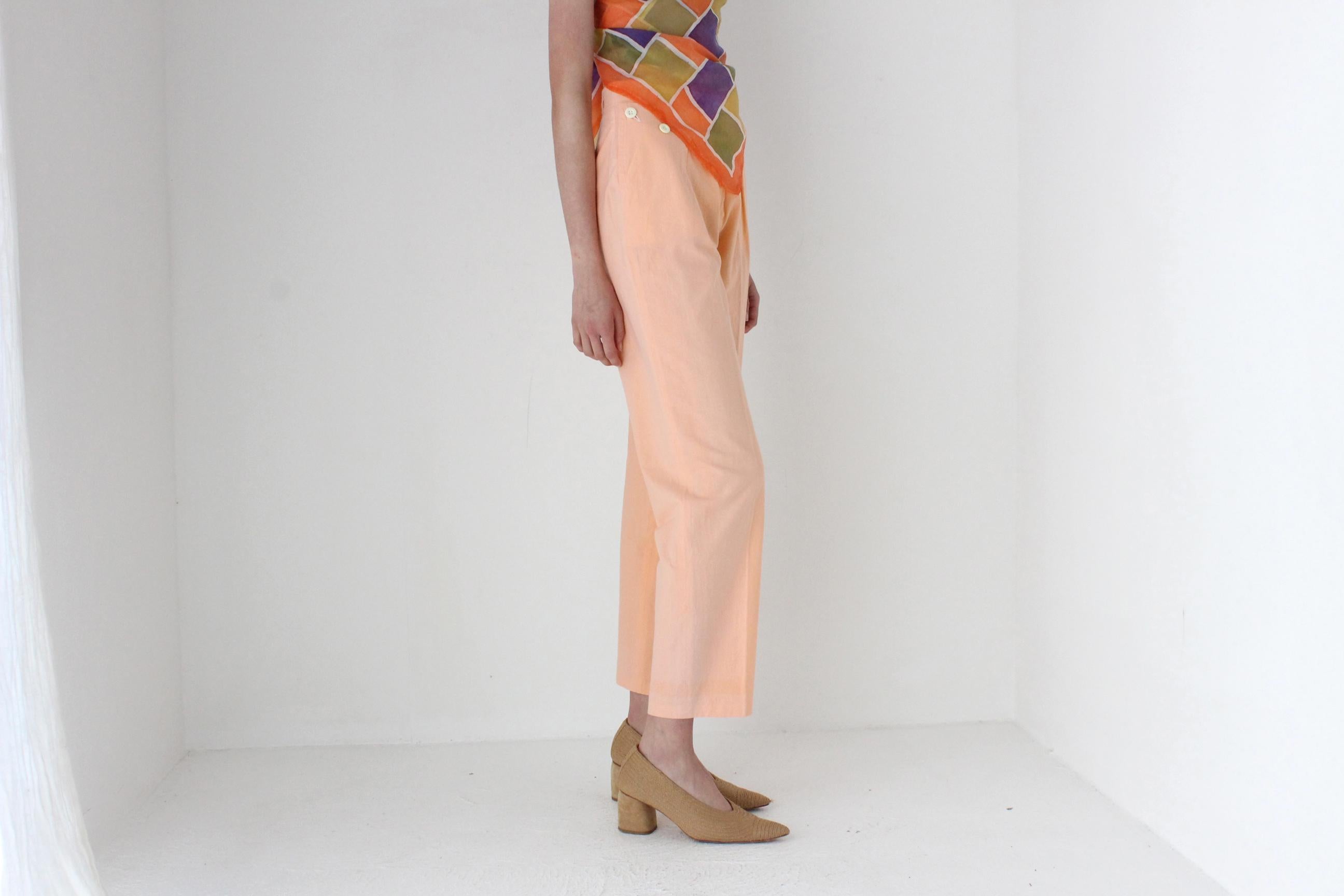 FRENCH COLLECTION 80s Pastel Sherbet Cotton High Waist Trousers