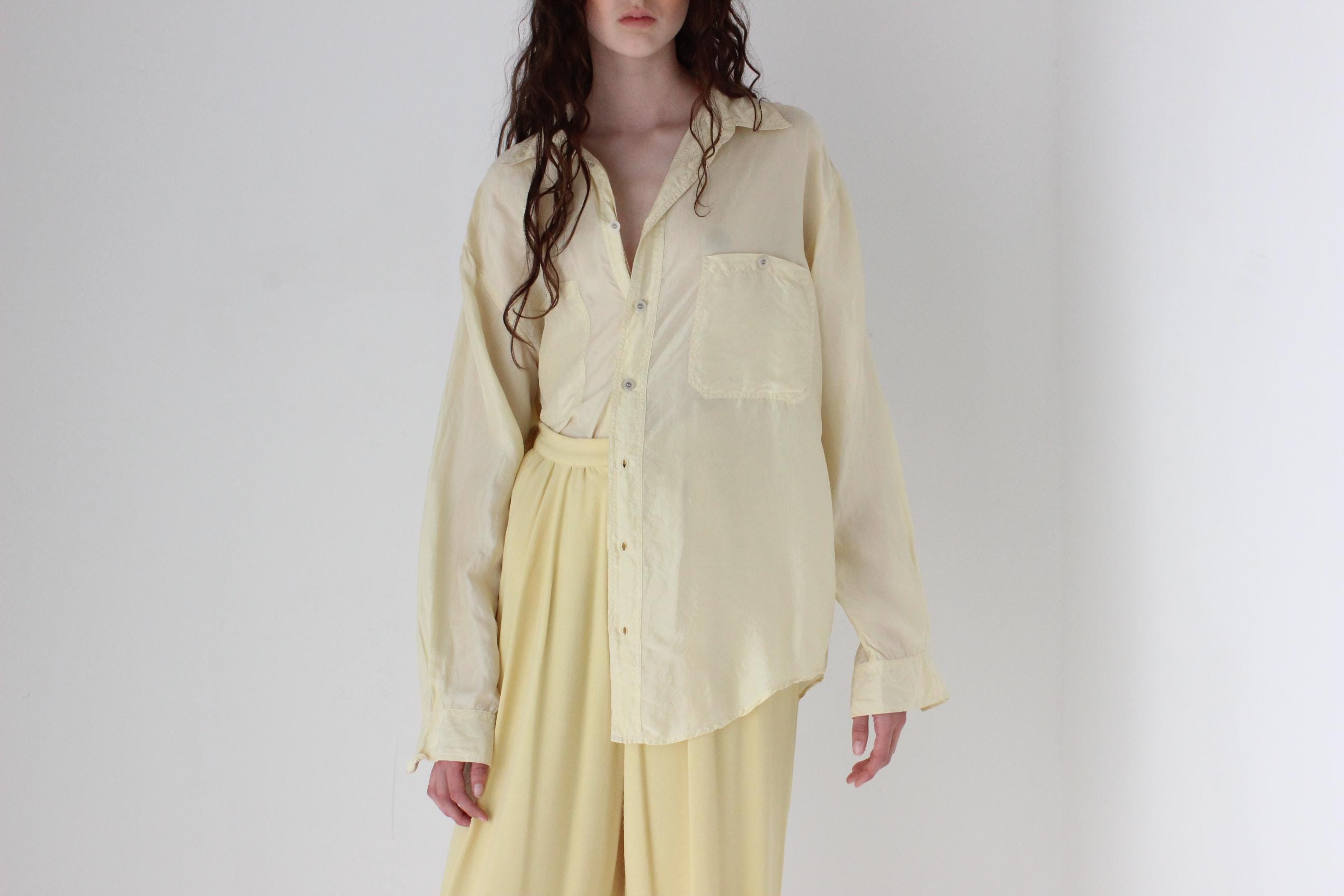 FRENCH COLLECTION 80s Washed Pastel Silk Shirt