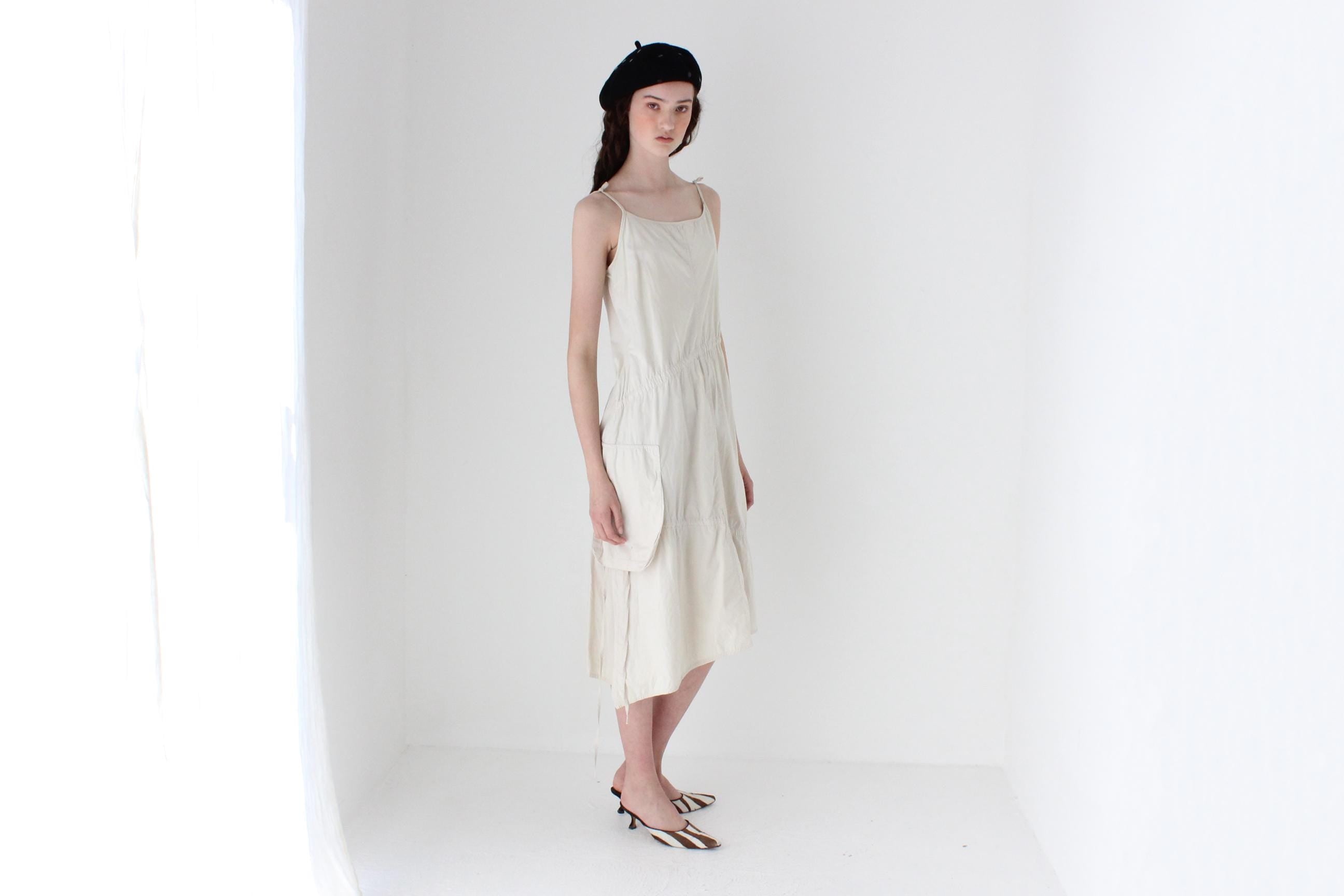 FRENCH COLLECTION Y2K Utilitarian Cotton Cargo Pocket & Drawstring Dress