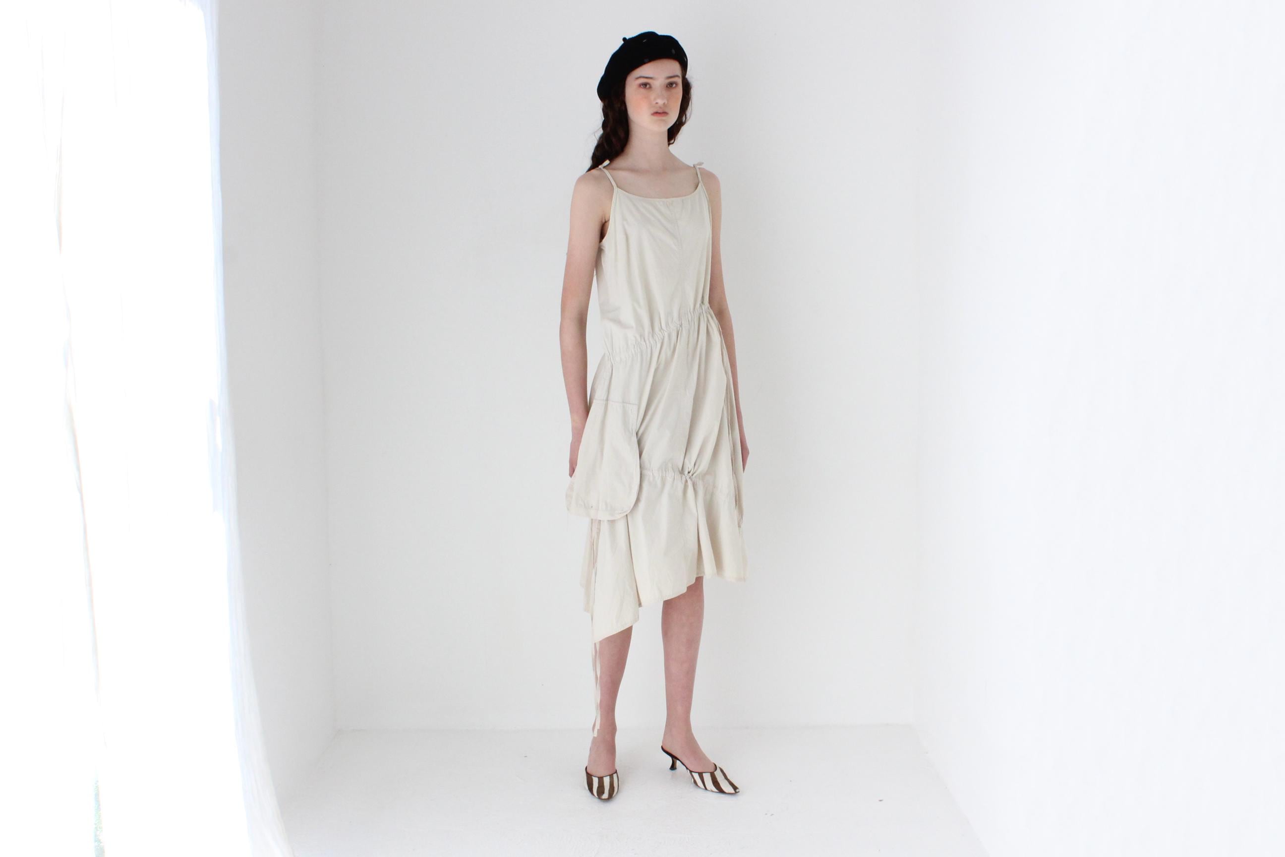 FRENCH COLLECTION Y2K Utilitarian Cotton Cargo Pocket & Drawstring Dress