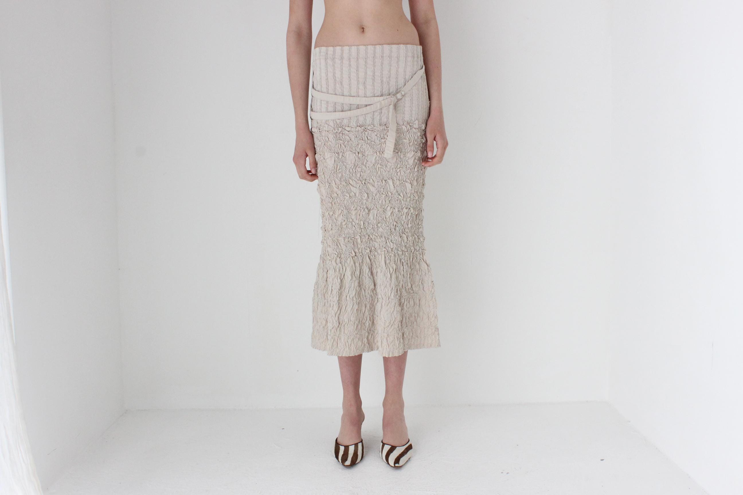 FRENCH COLLECTION Y2K Smocked Textured 3D Strapless Dress or Skirt