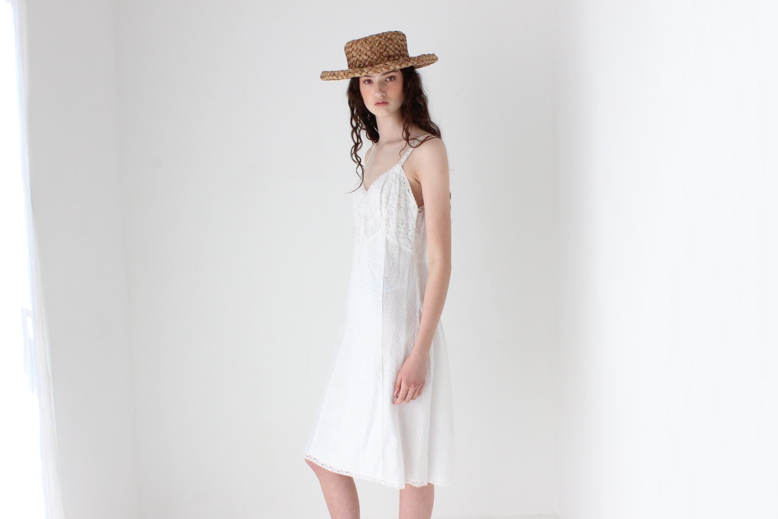 FRENCH COLLECTION 70s Cotton Gauze & Lace Parisian Summer Dress