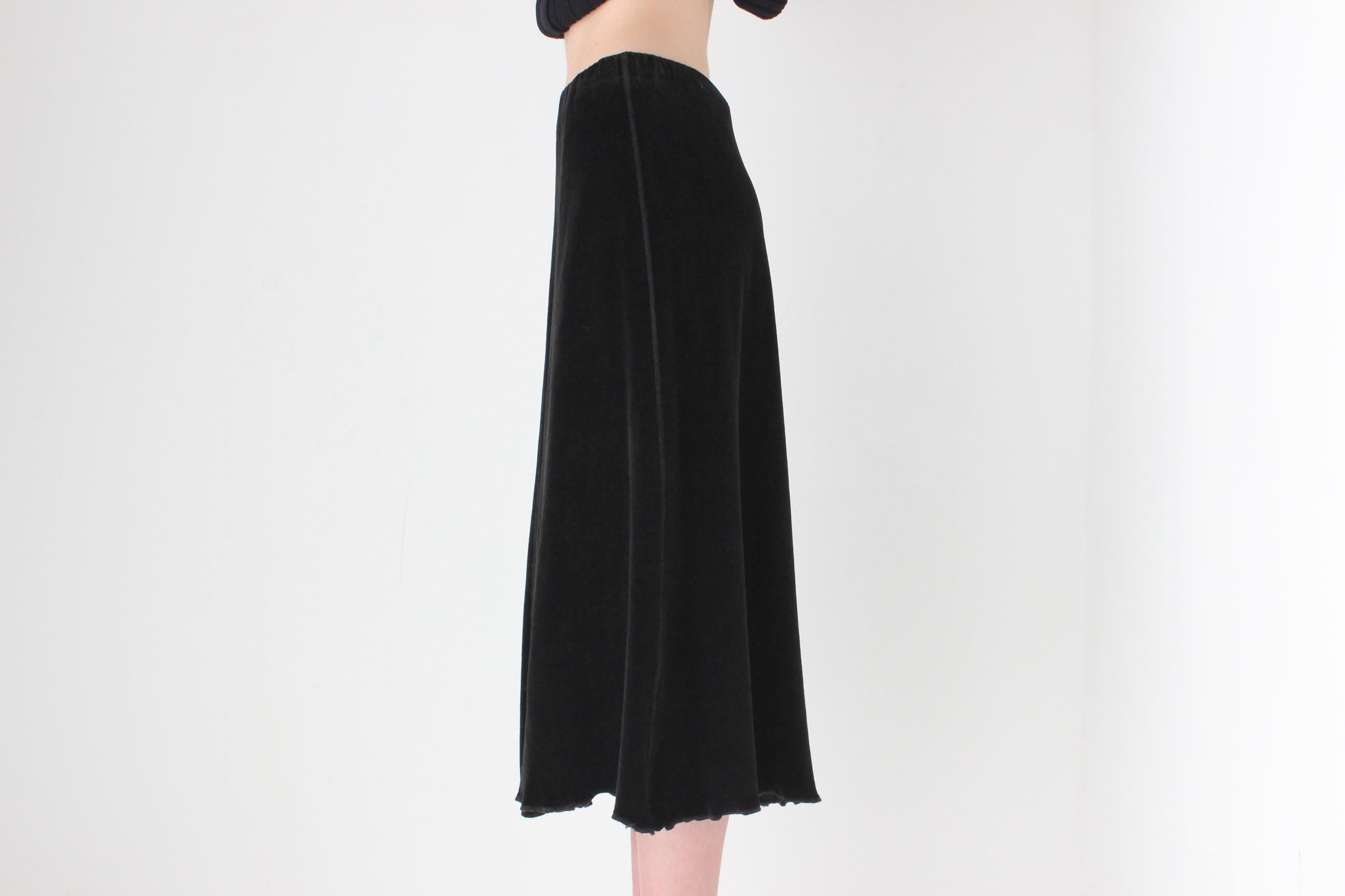FRENCH COLLECTION 80s Sonia Rykiel Minimal Velour Midi Skirt