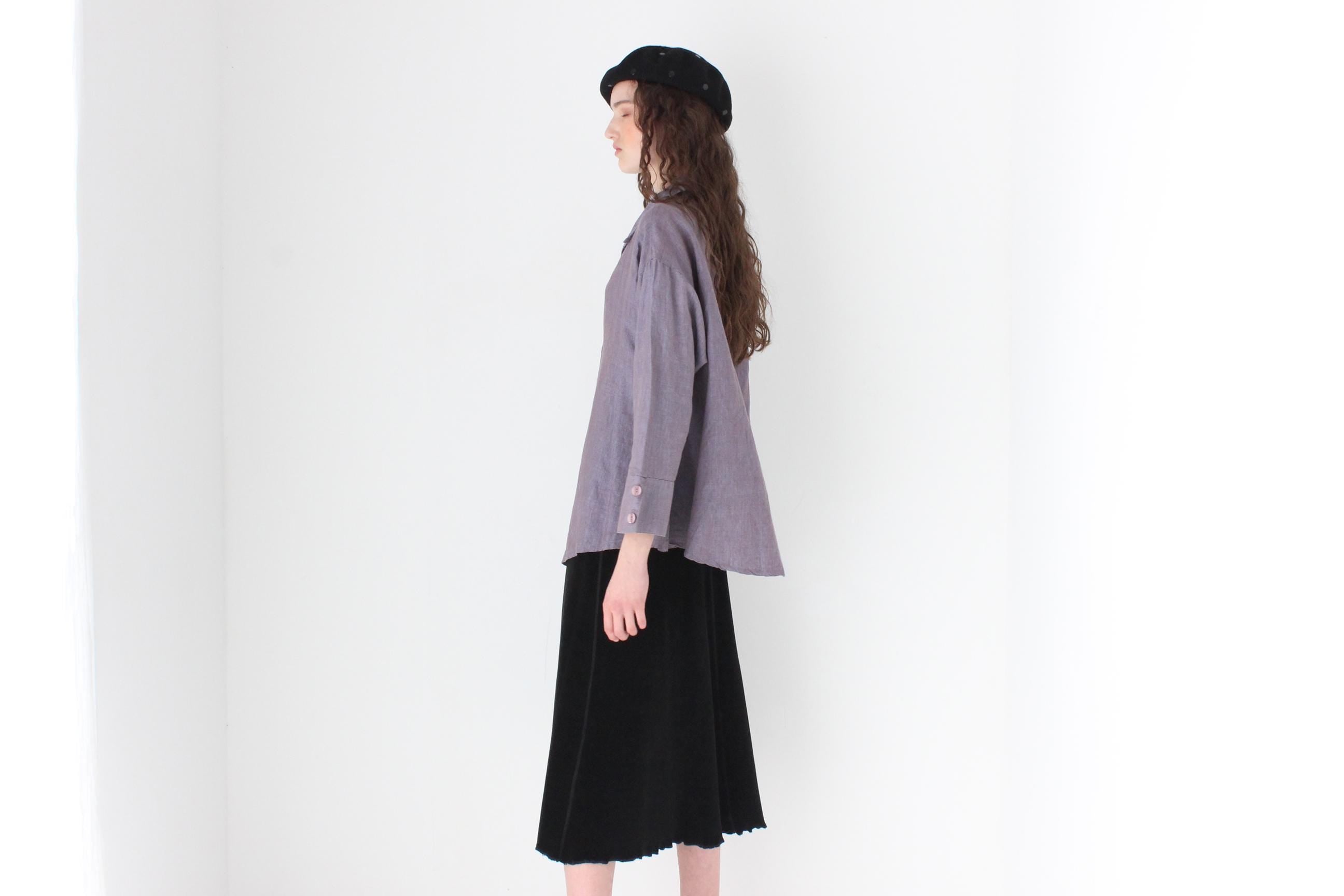 FRENCH COLLECTION 90s Lavender Linen Smock Shirt