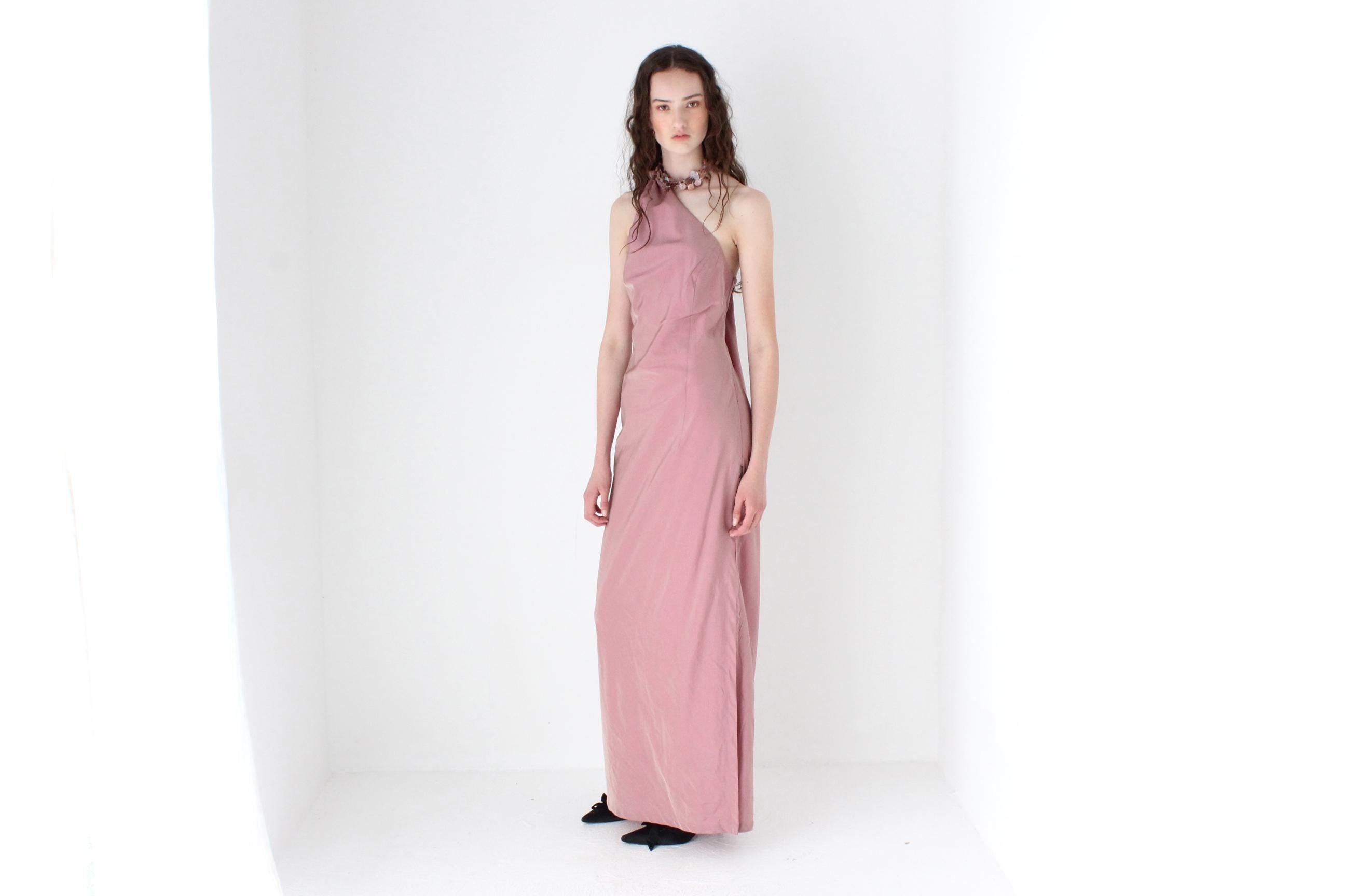 FRENCH COLLECTION Y2K Shimmer Nylon One Shoulder Futuristic Gown