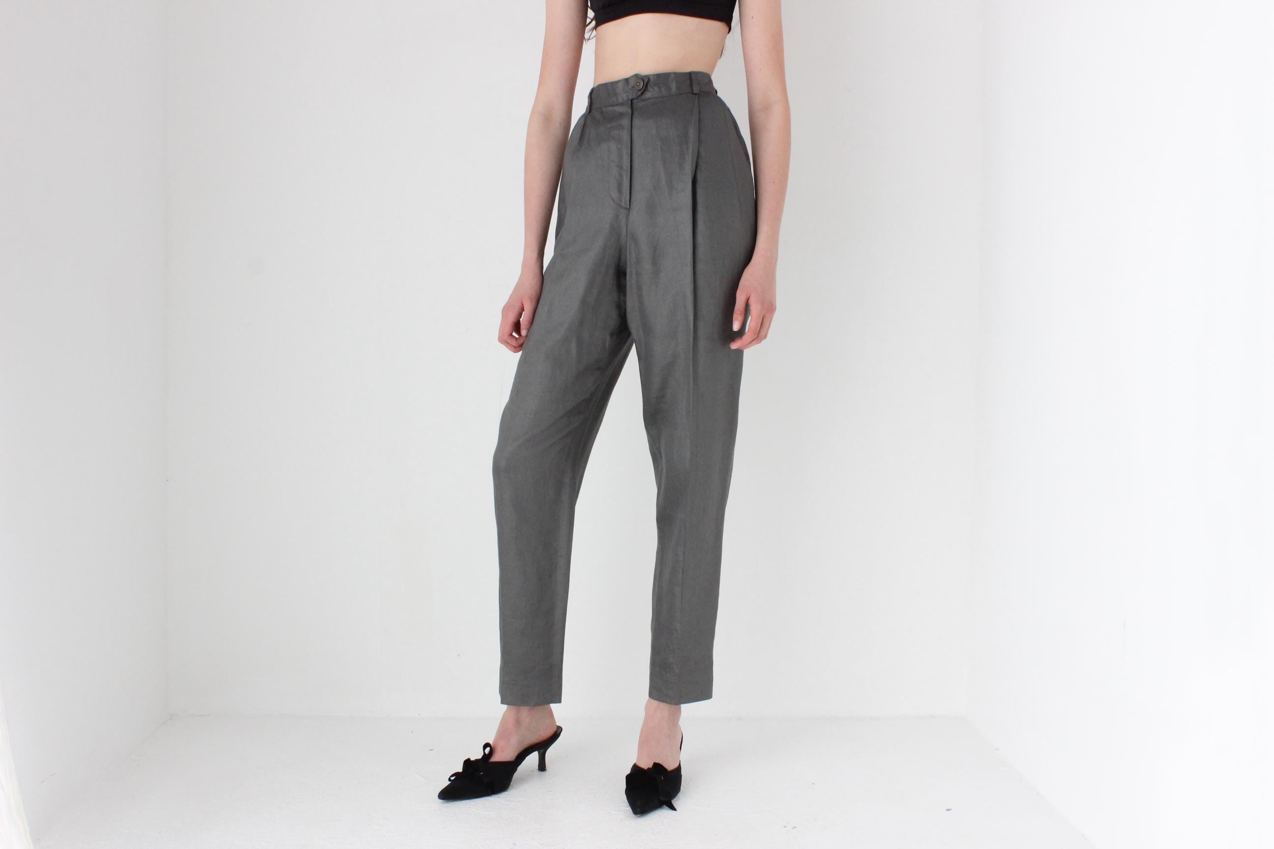 FRENCH COLLECTION 80s Gianfranco Ferre Grey Linen Trousers