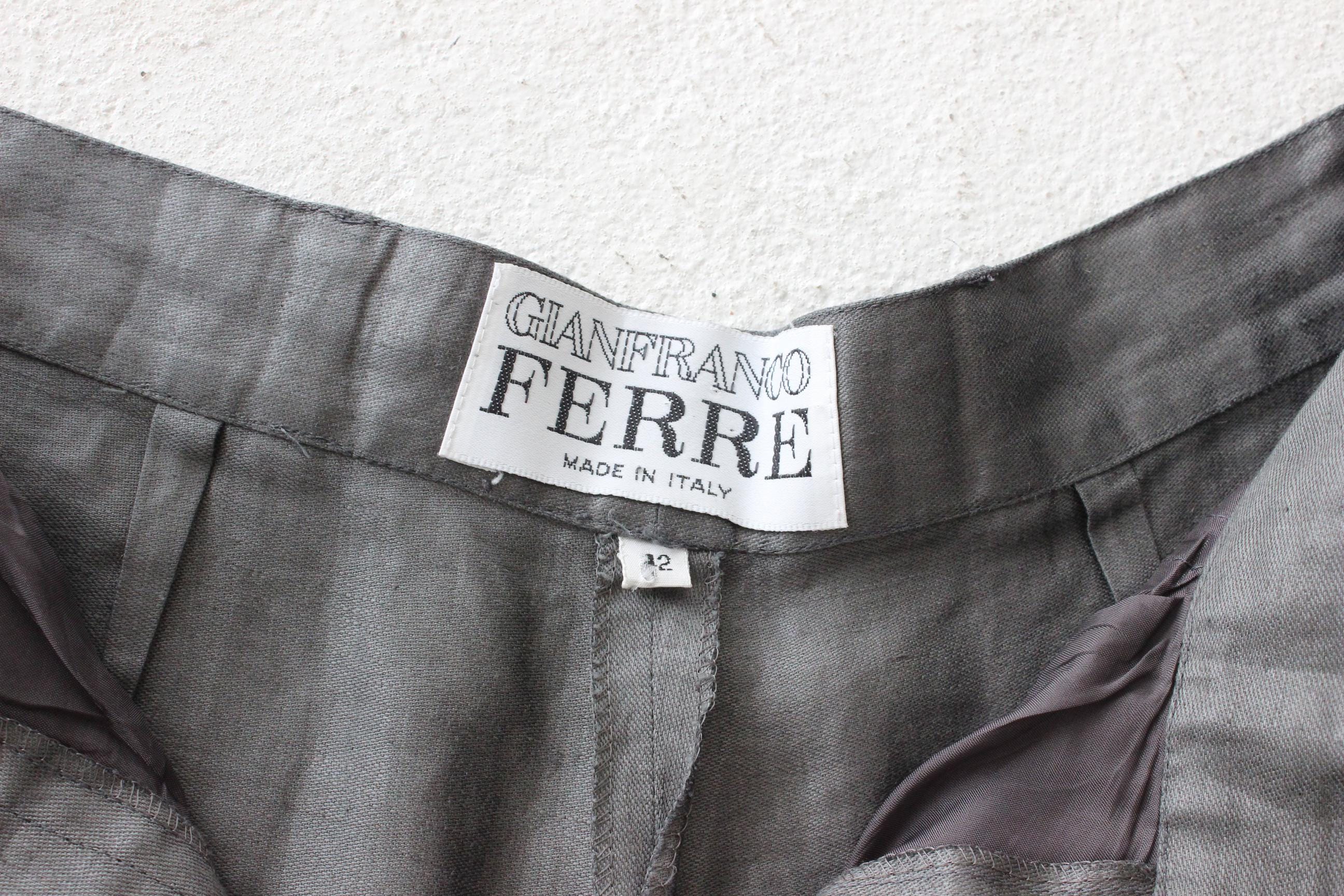 FRENCH COLLECTION 80s Gianfranco Ferre Grey Linen Trousers