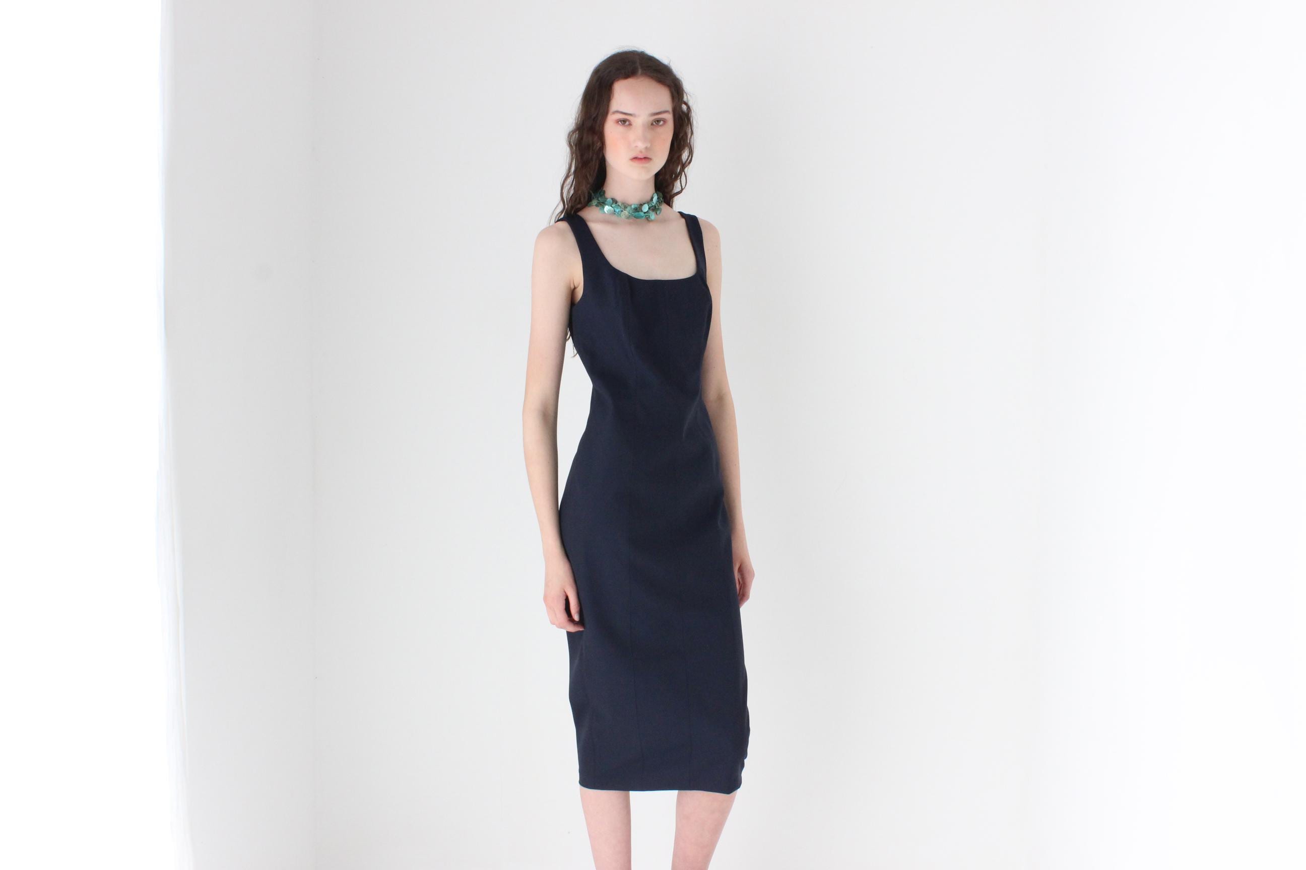 FRENCH COLLECTION 2000s Christian Lacroix Midnight Scuba Scoop Neck Dress