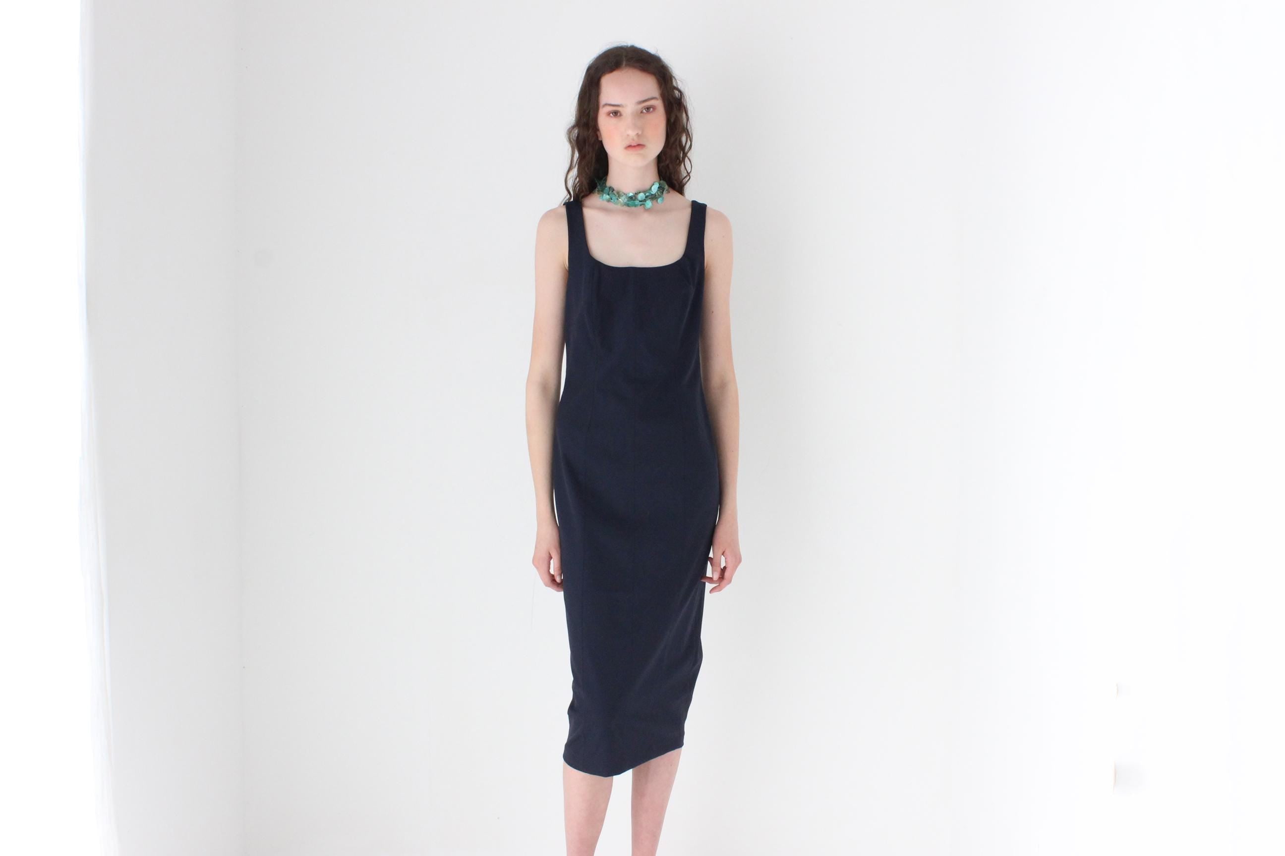 FRENCH COLLECTION 2000s Christian Lacroix Midnight Scuba Scoop Neck Dress