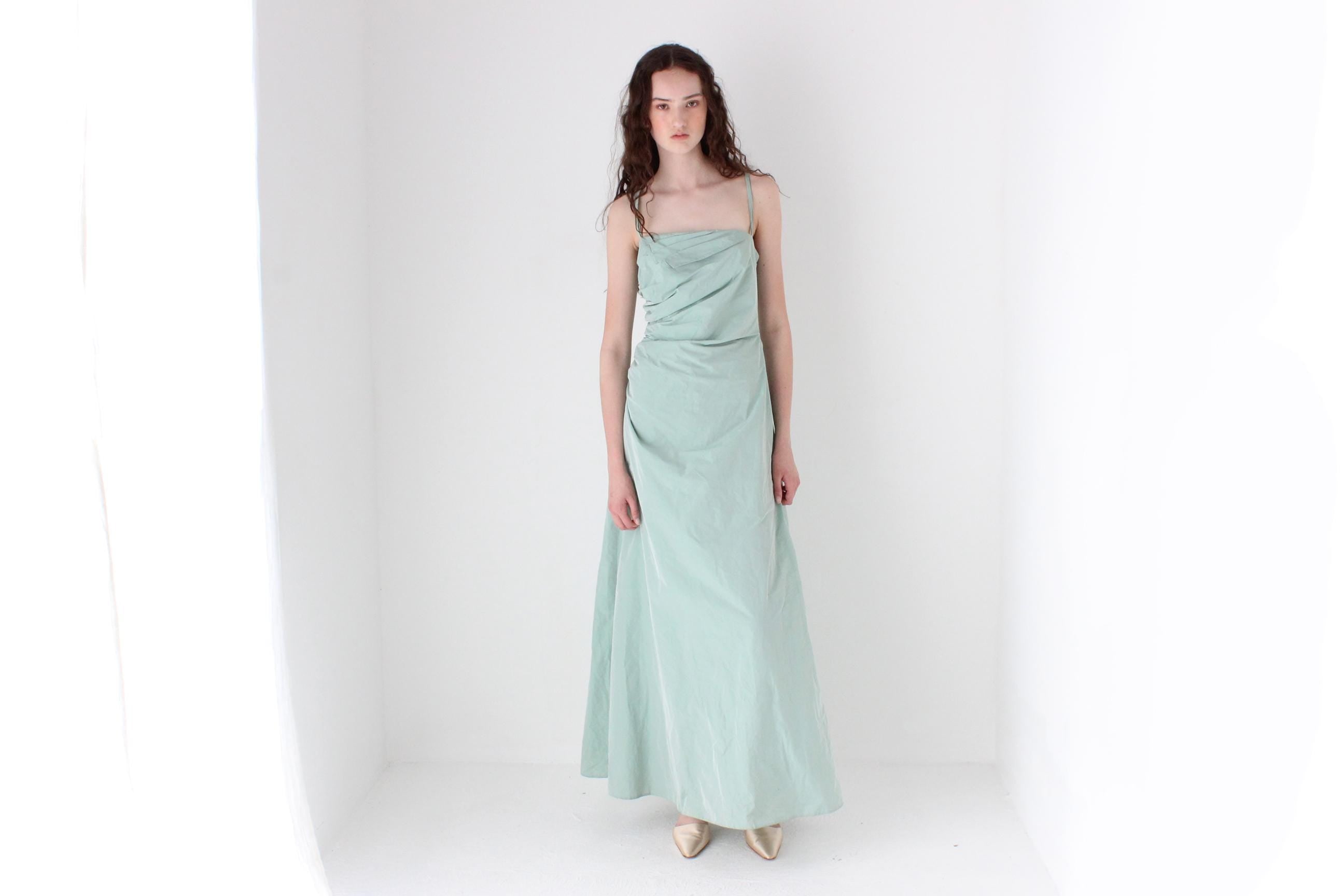 FRENCH COLLECTION Y2K Holographic Shimmer Nylon Parachute Futuristic Formal Gown by Vera Mont