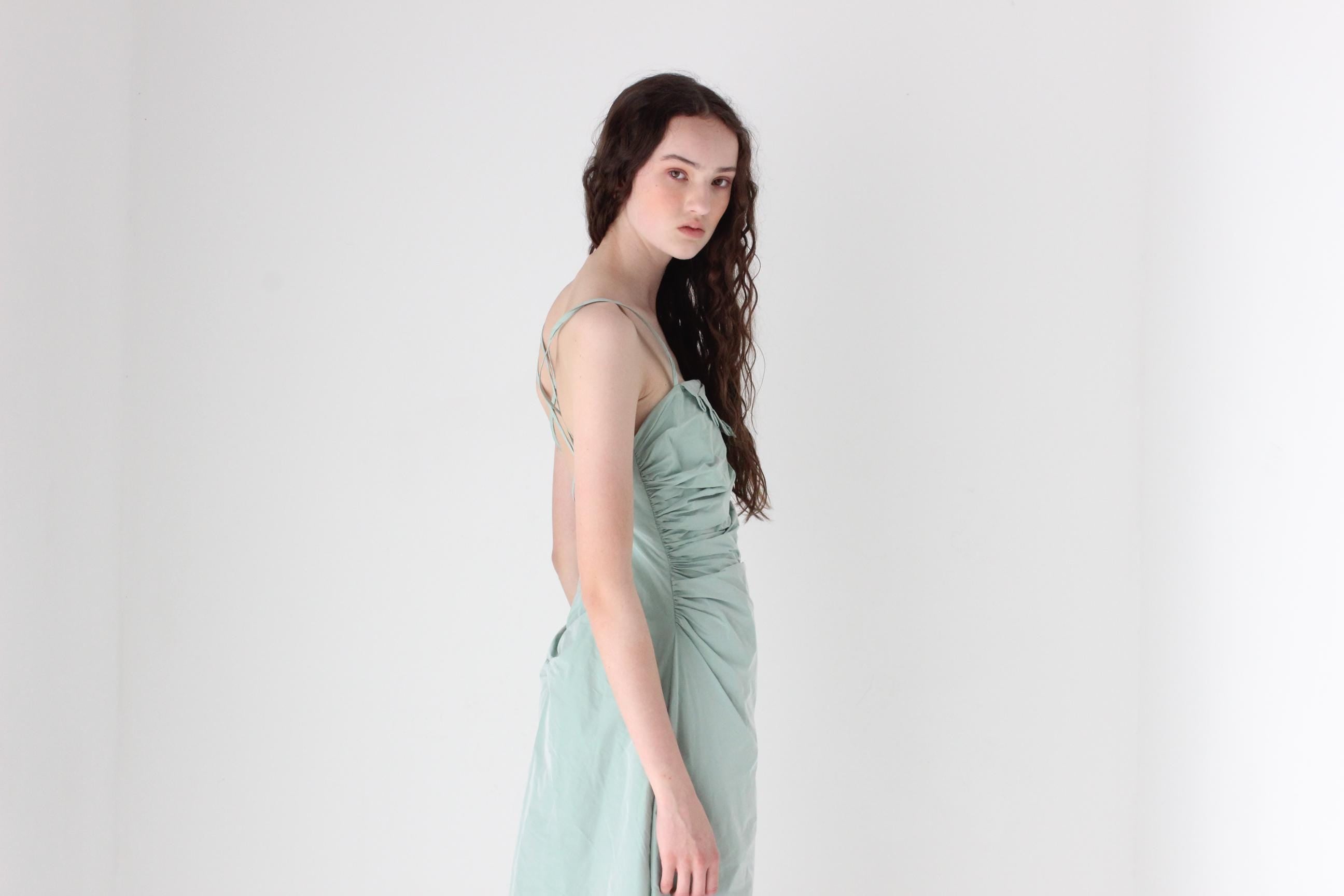 FRENCH COLLECTION Y2K Holographic Shimmer Nylon Parachute Futuristic Formal Gown by Vera Mont