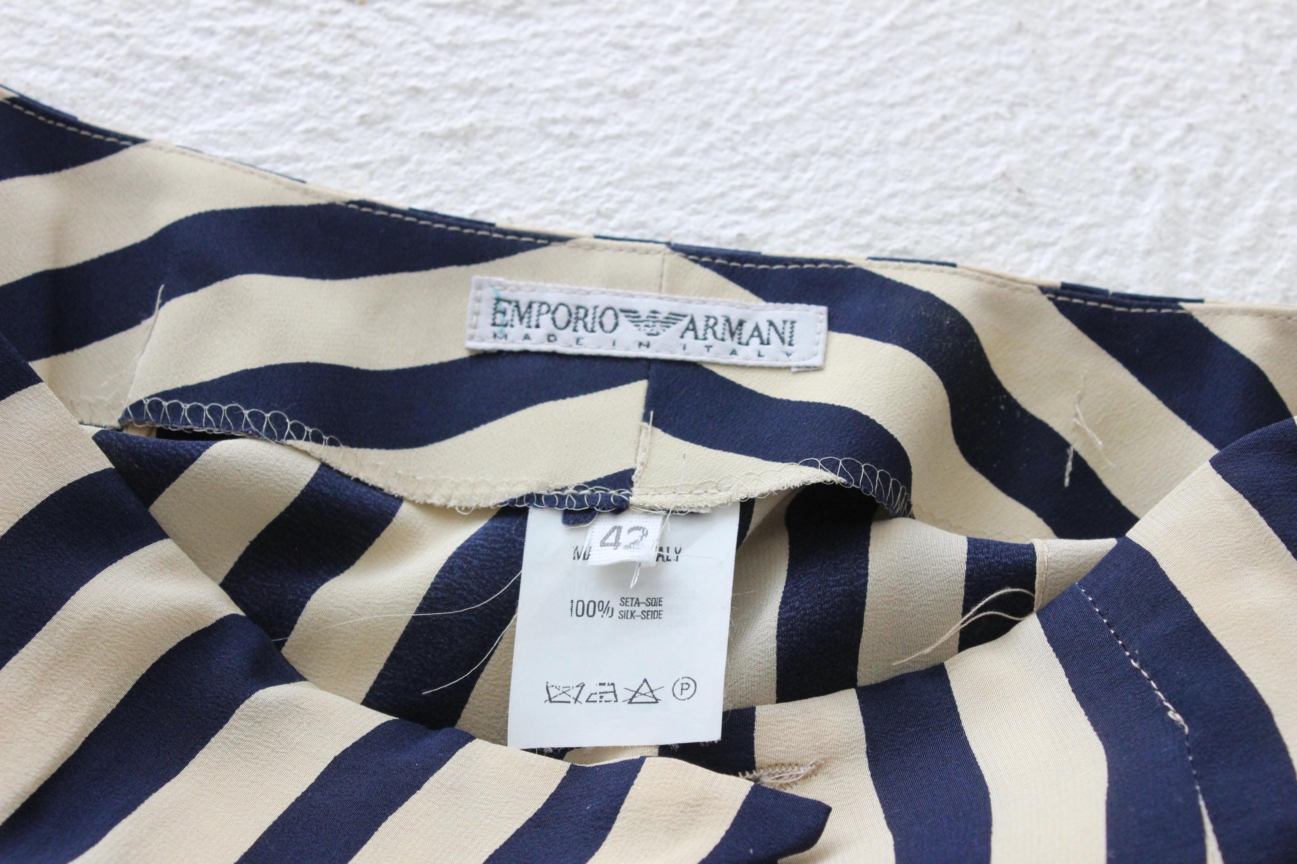 FRENCH COLLECTION 90s Emporio Armani Striped Silk Wide Leg Pants