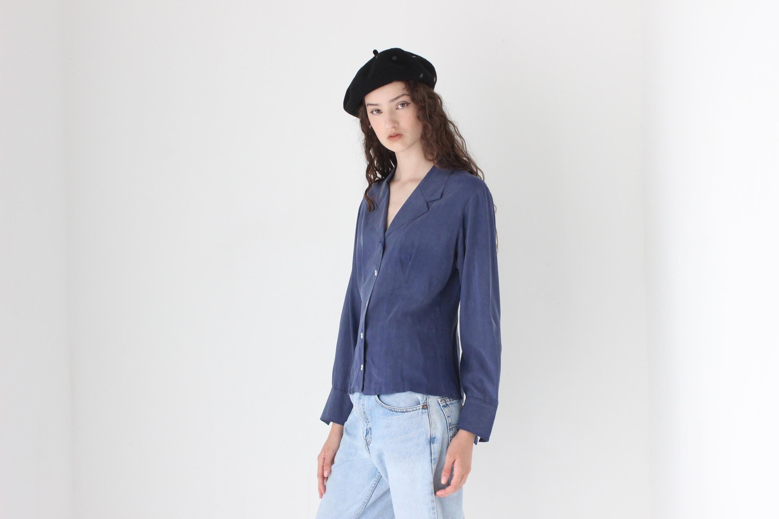 FRENCH COLLECTION Elevated 80s Pure Silk Blouse