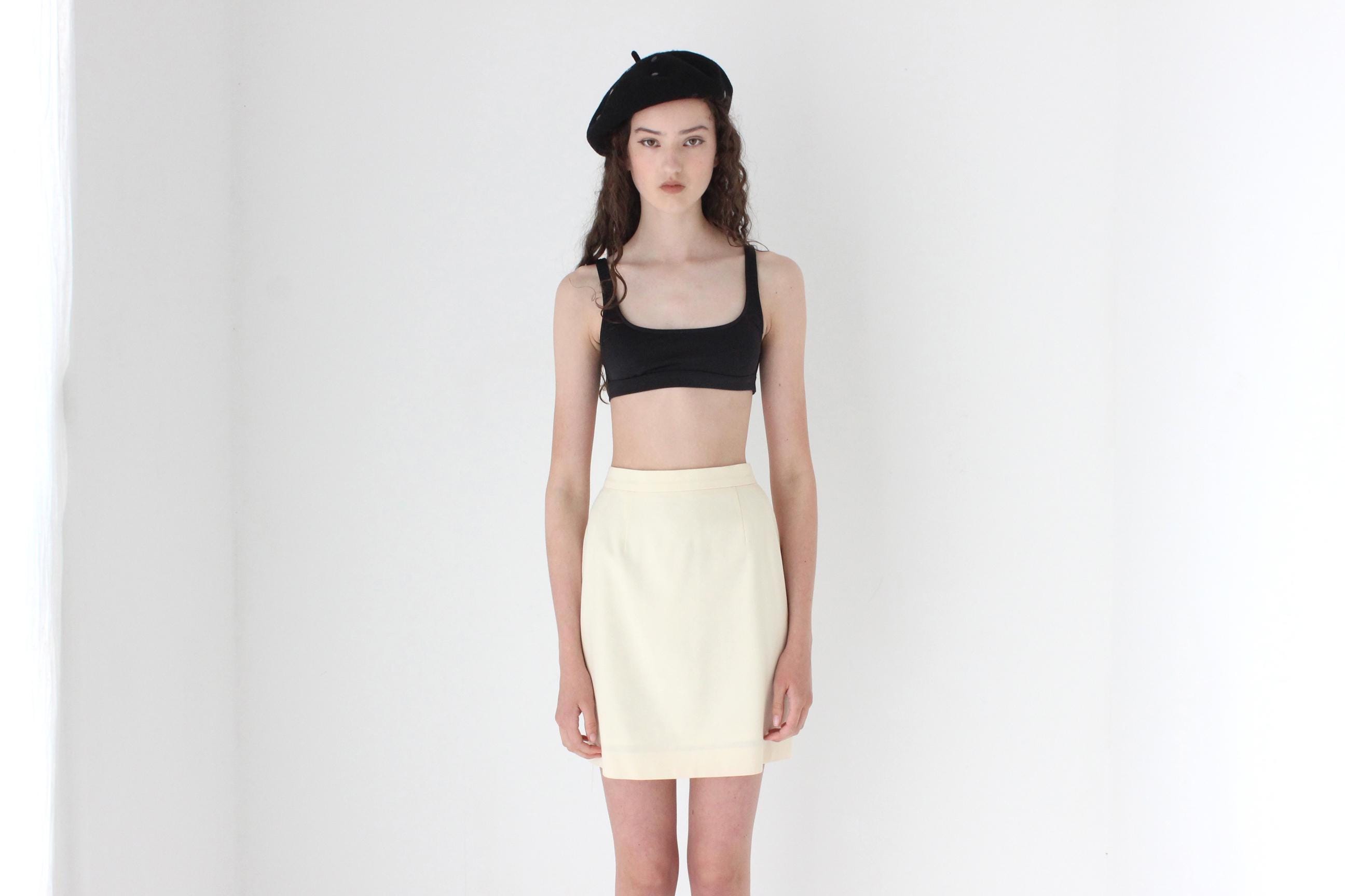 FRENCH COLLECTION 90s Lanvin Minimal Cream Mini Skirt
