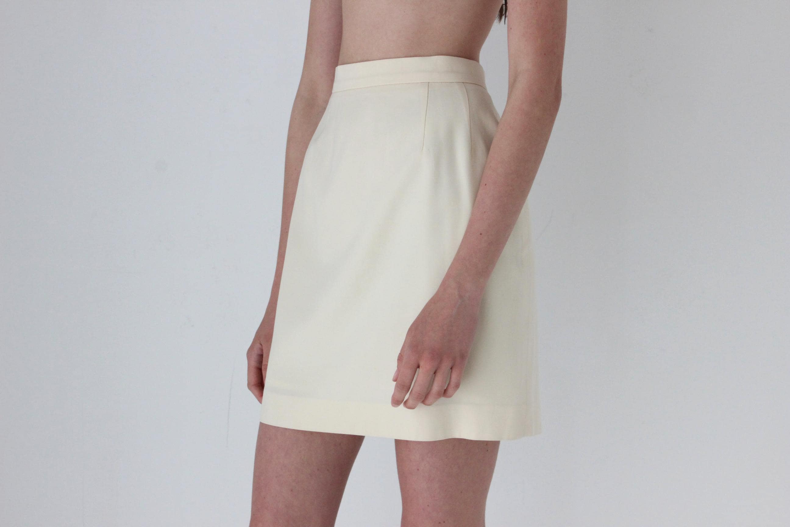 FRENCH COLLECTION 90s Lanvin Minimal Cream Mini Skirt