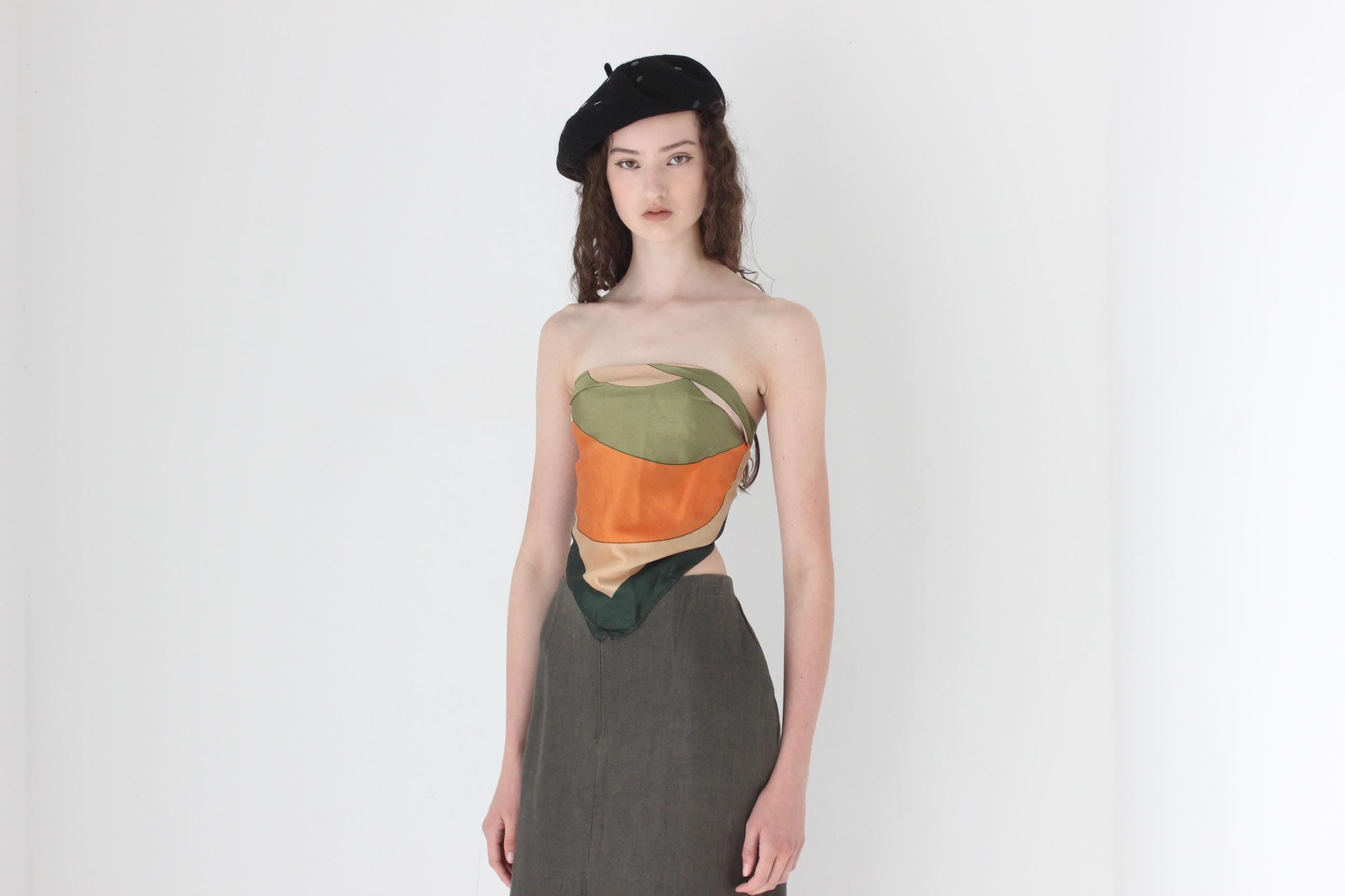 FRENCH COLLECTION 80s Modernist Silk Scarf