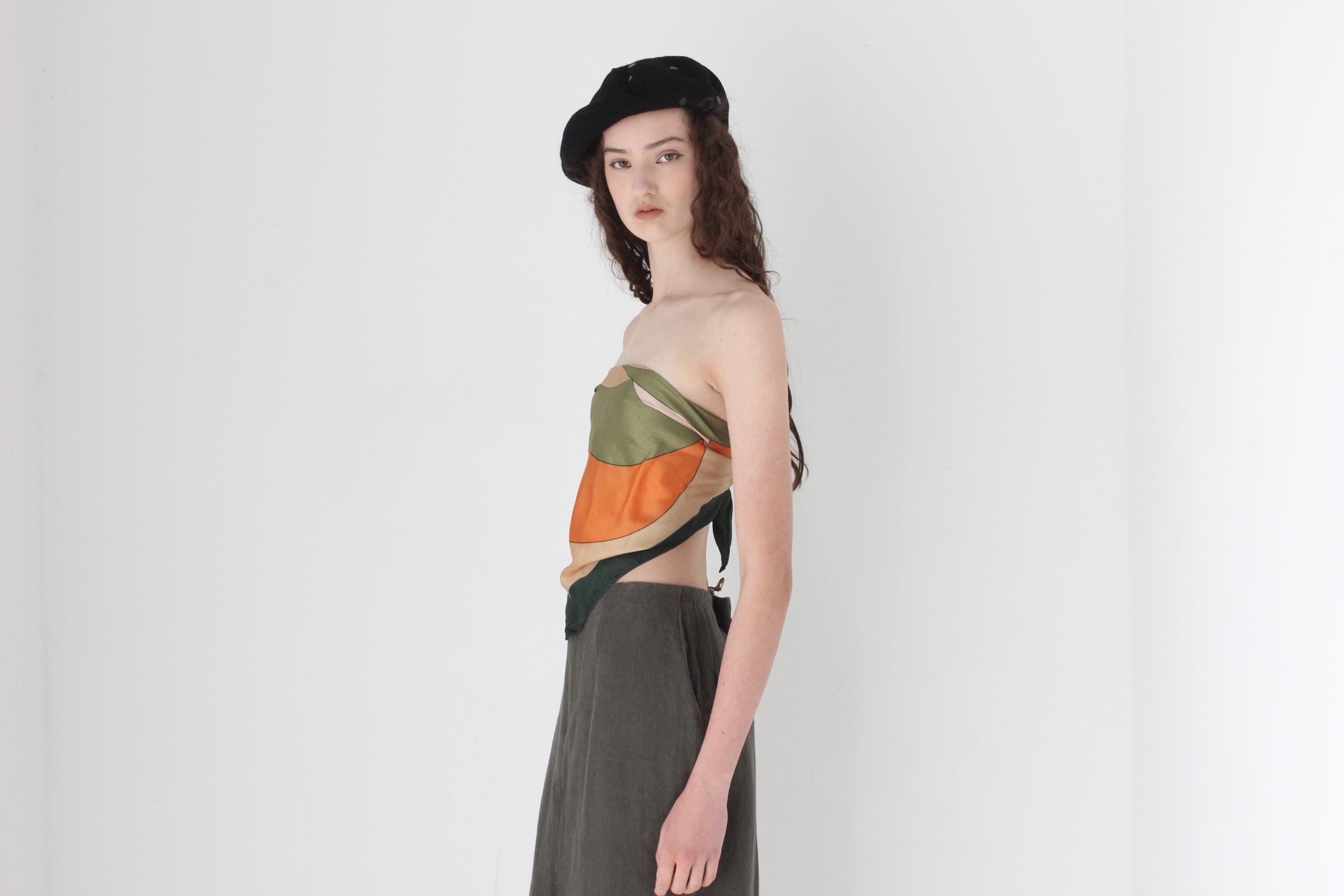 FRENCH COLLECTION 80s Modernist Silk Scarf