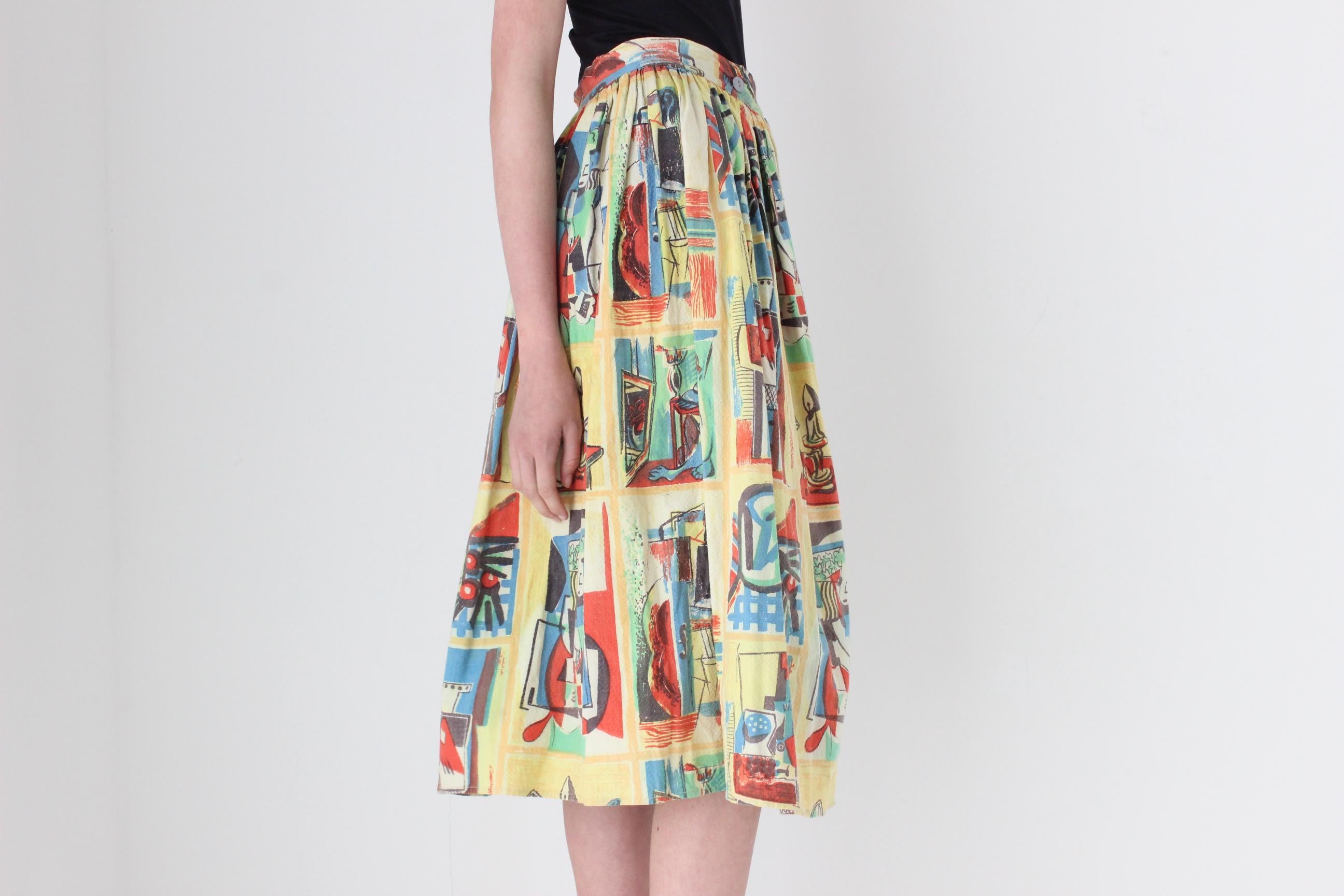FRENCH COLLECTION 80s Handmade Picasso Skirt