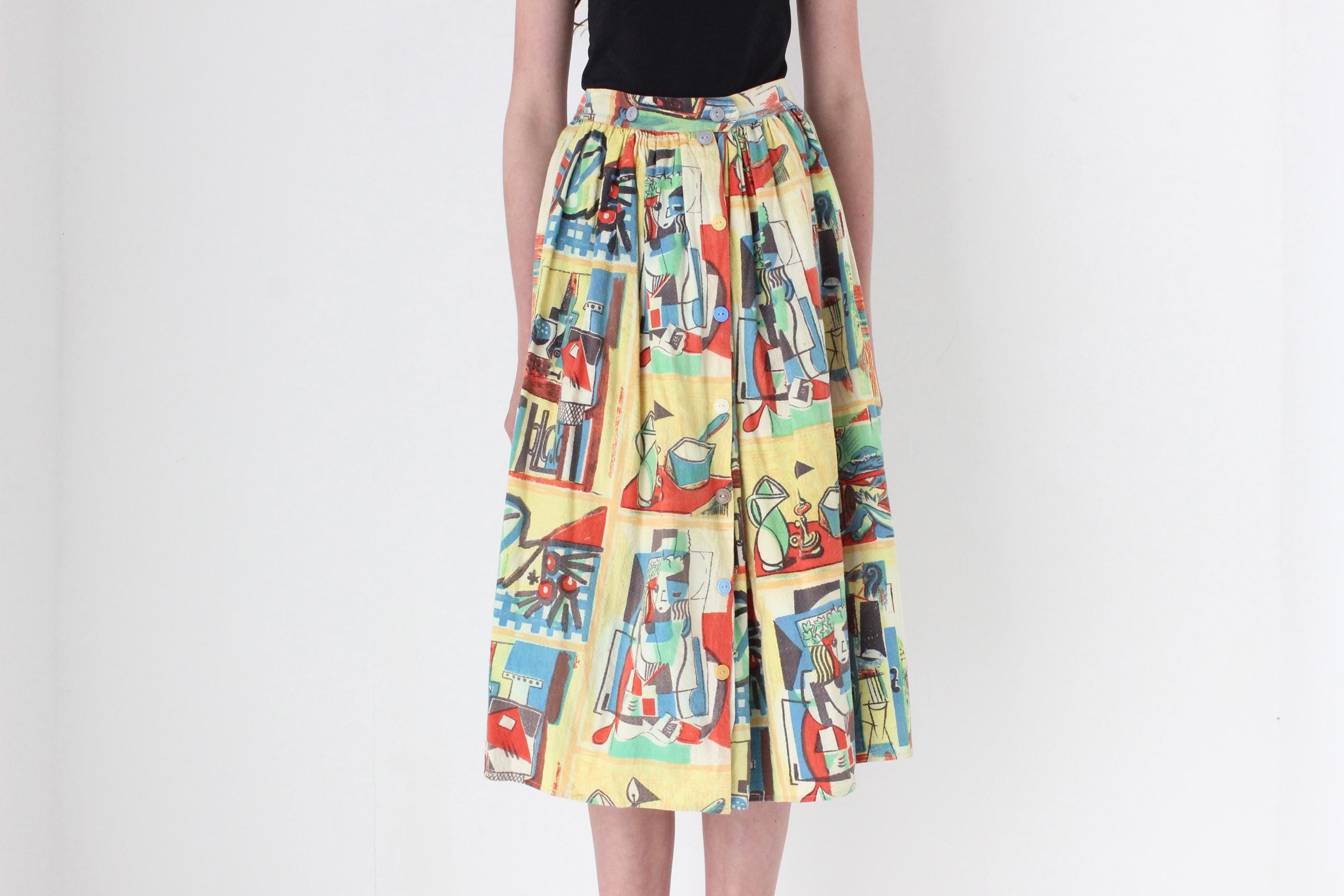 FRENCH COLLECTION 80s Handmade Picasso Skirt