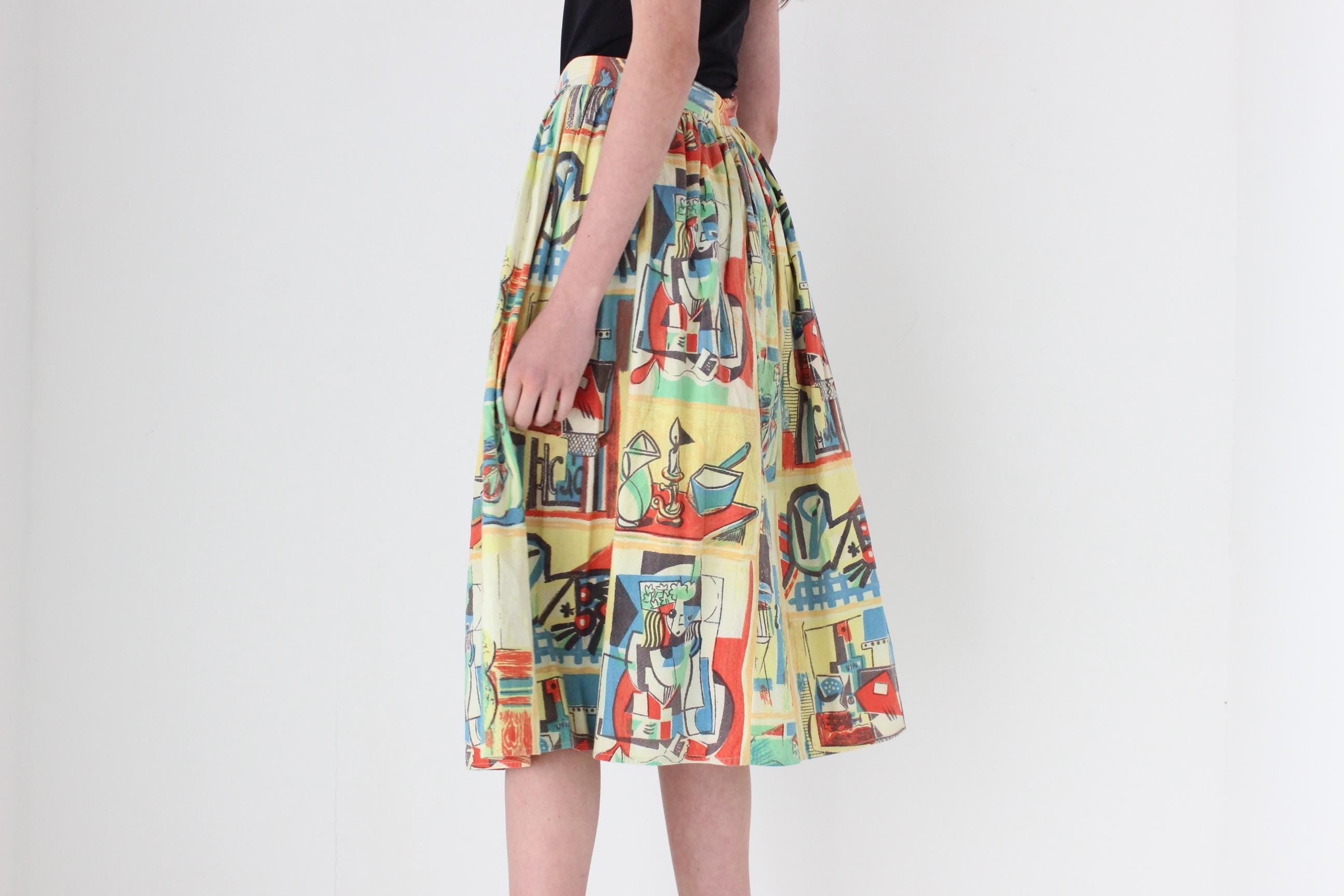 FRENCH COLLECTION 80s Handmade Picasso Skirt