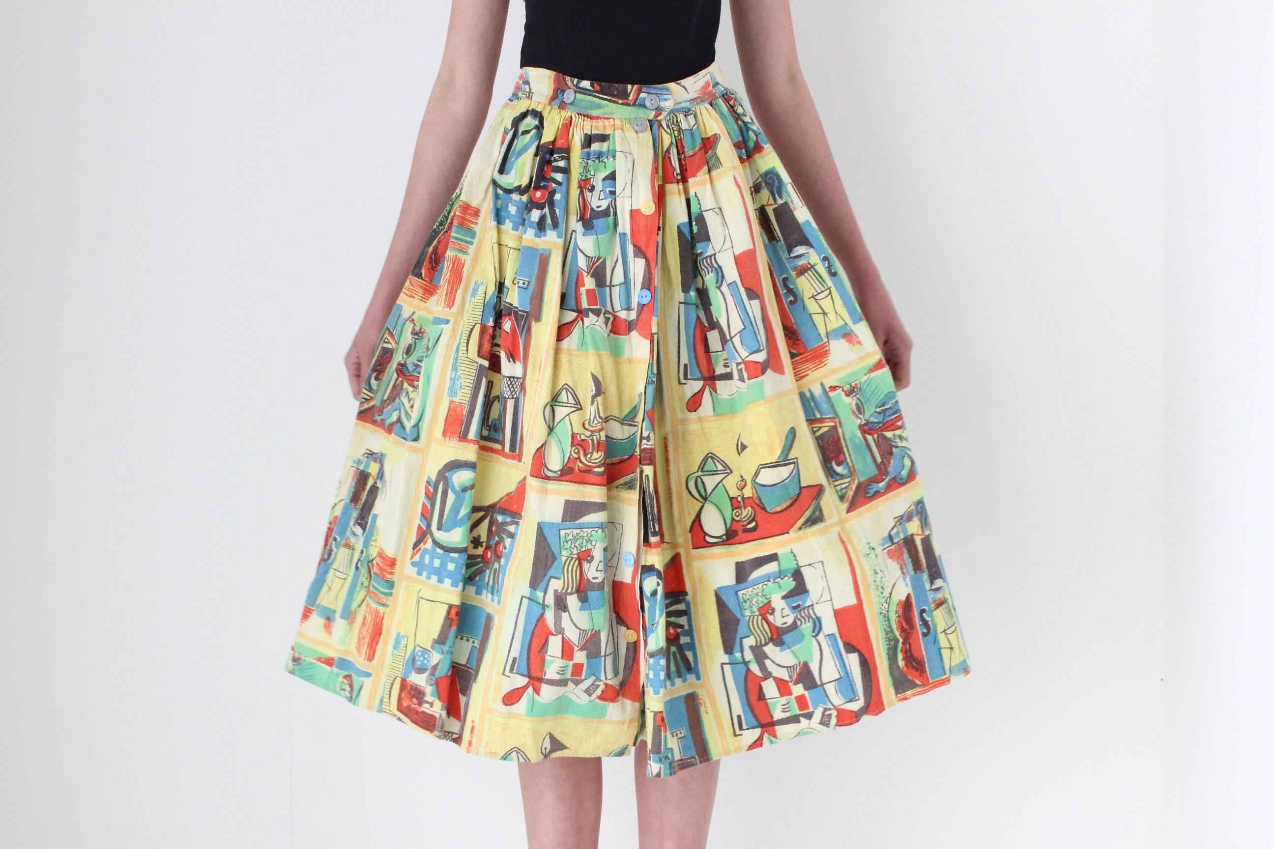 FRENCH COLLECTION 80s Handmade Picasso Skirt