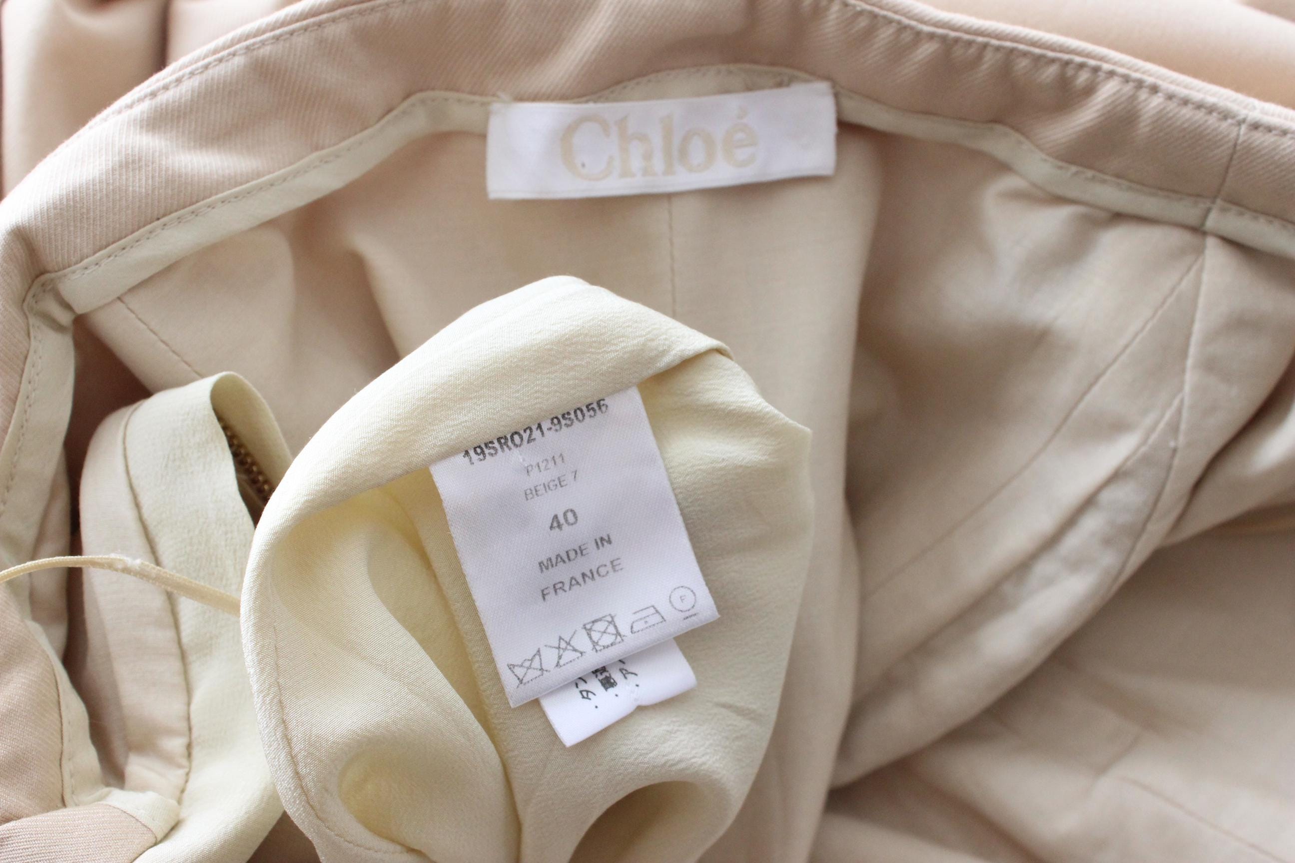 FRENCH COLLECTION Vintage Chloé Sculptural Beige Twill Dress w/ 3D Knot Detail