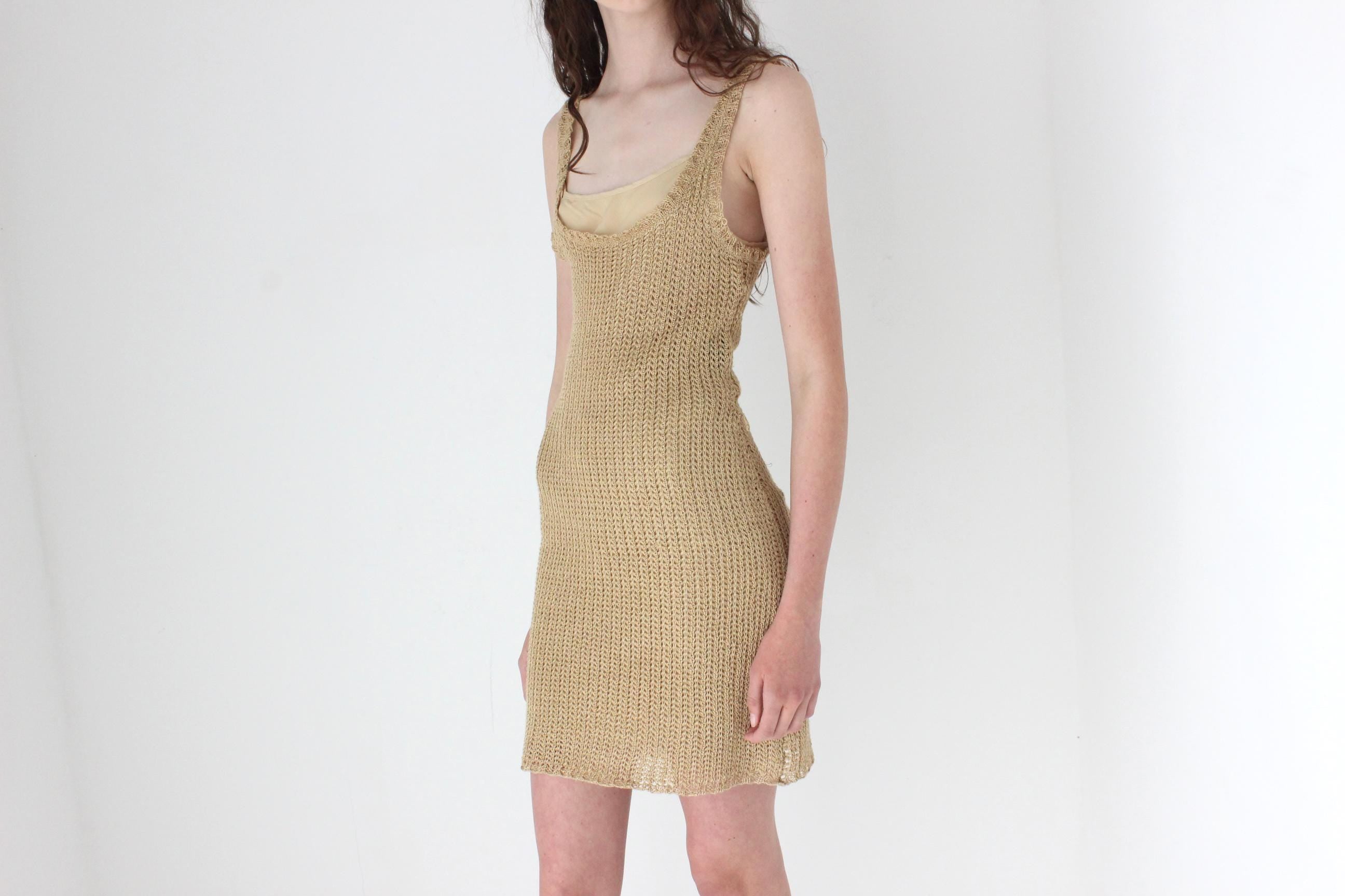 FRENCH COLLECTION Ralph Lauren Crochet Knit Scoop Neck Mini