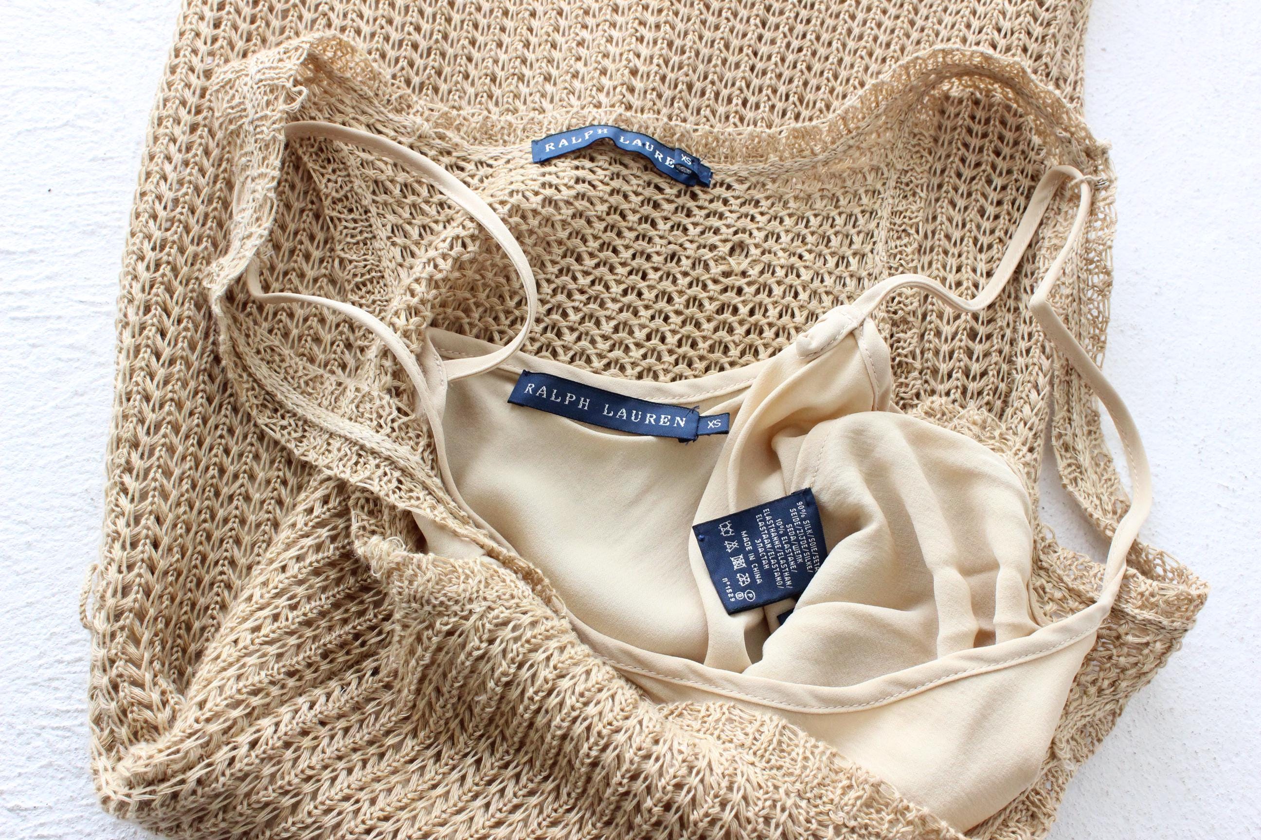 FRENCH COLLECTION Ralph Lauren Crochet Knit Scoop Neck Mini