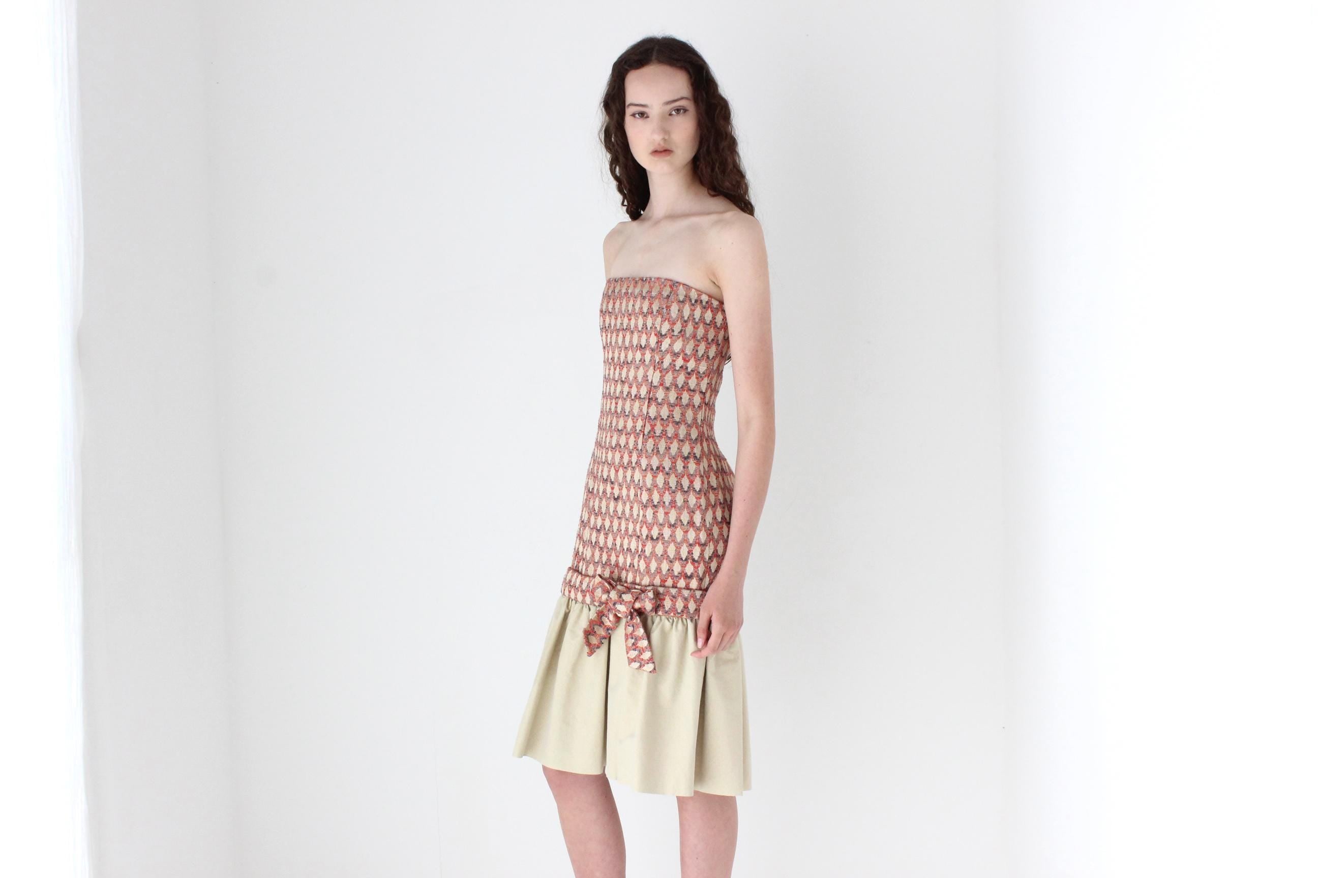 FRENCH COLLECTION 2000s Carolina Herrera Metallic Brocade Party Dress