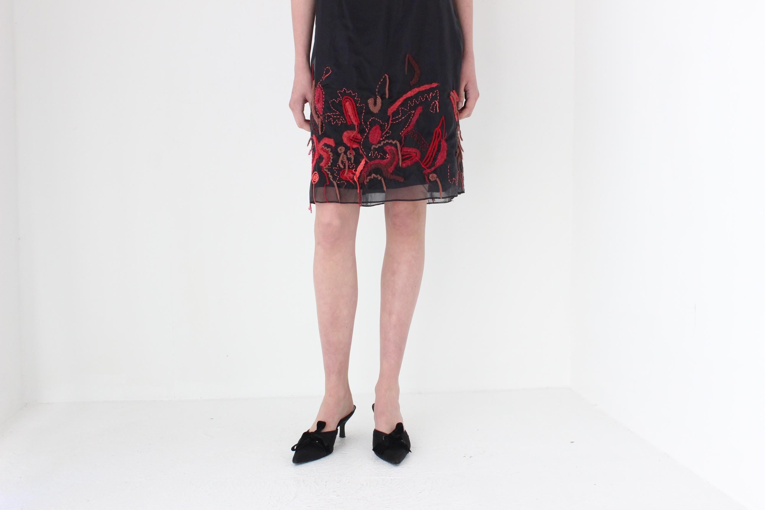 FRENCH COLLECTION Y2K Organza Skirt w/ Abstract 3D Knit